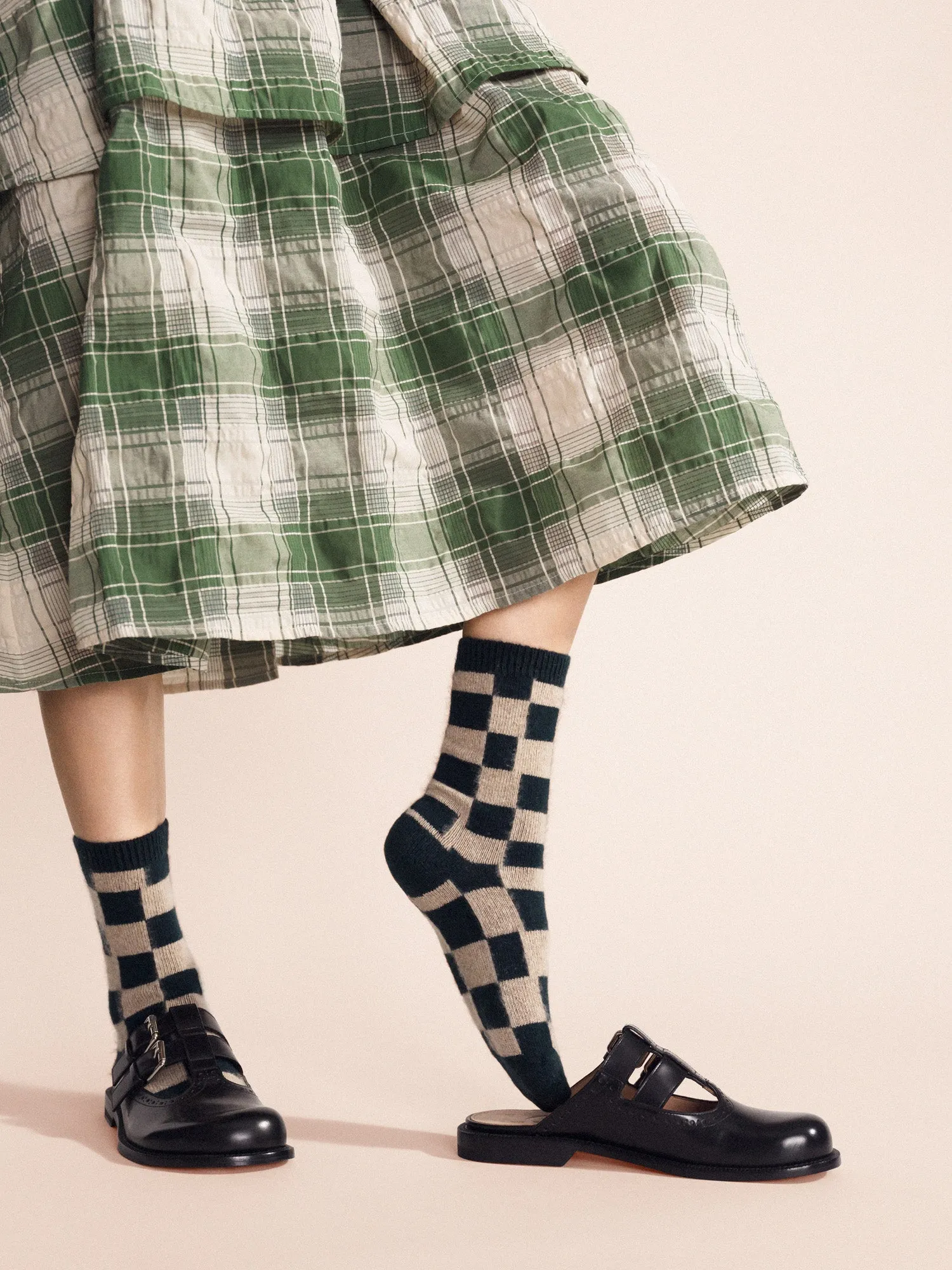 Dash Checkered Cashmere Crew sold by Hansel From Basel