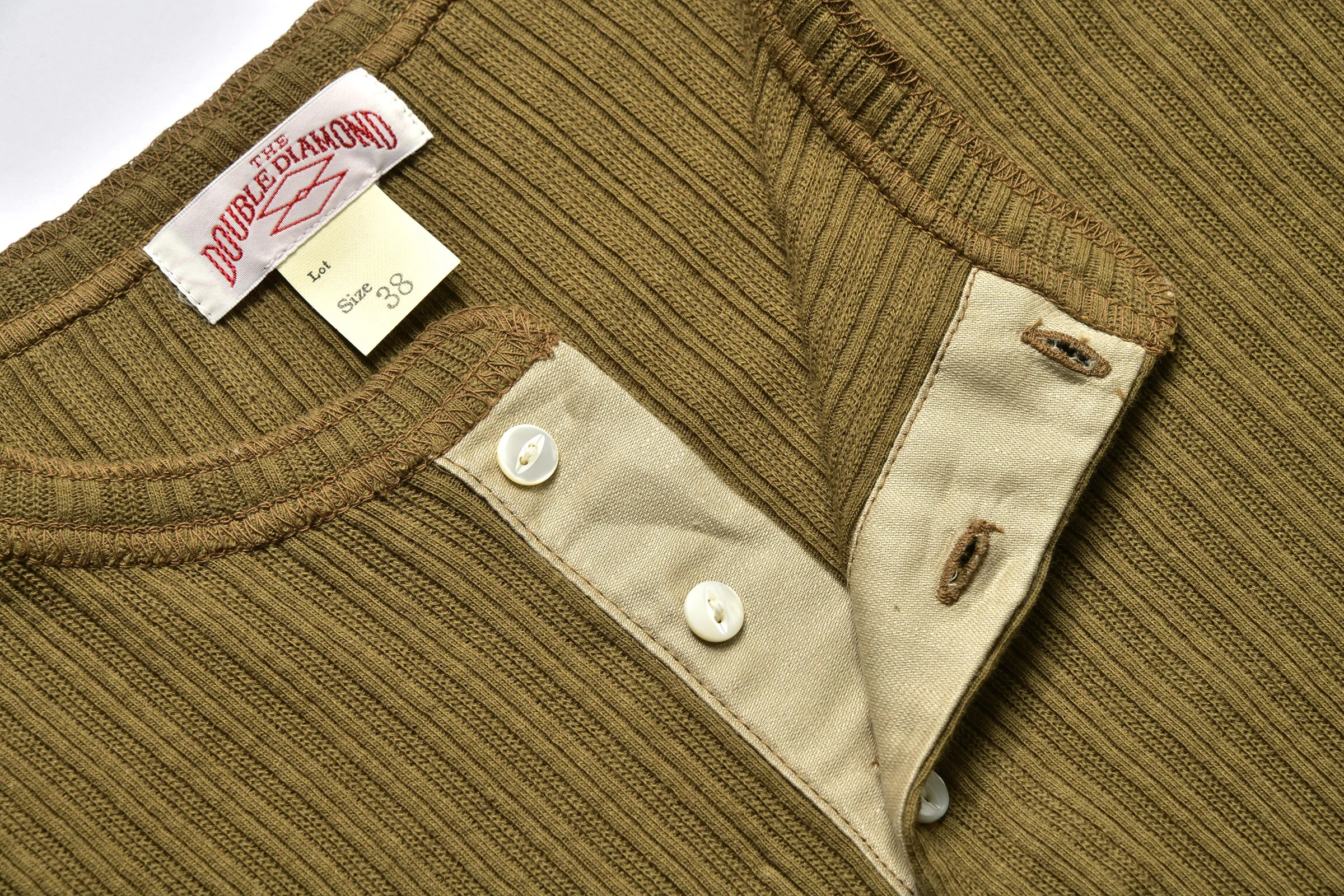 DOUBLE DIAMOND EYELET HENLEY UNDERSHIRT sold by The Real McCoy's product image thumbnail 5