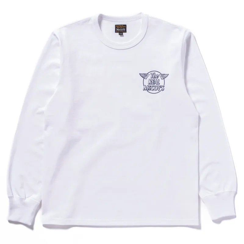 THE REAL McCOY'S LOGO TEE L/S ‘WHITE LOGO’ sold by The Real McCoy's