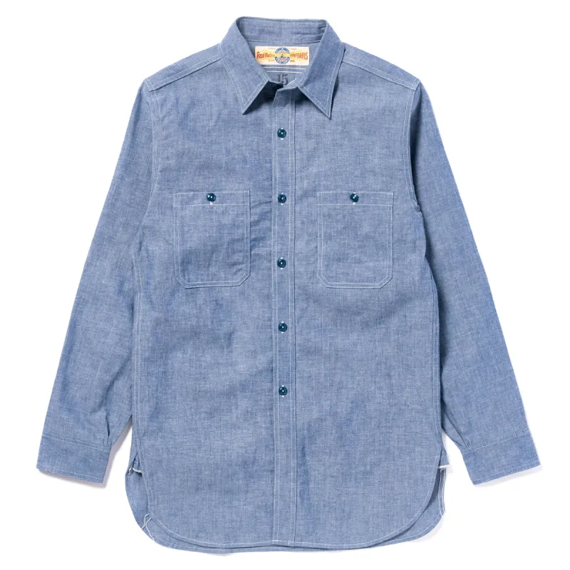 U.S. NAVY CHAMBRAY L/S SHIRT (LONG) sold by The Real McCoy's