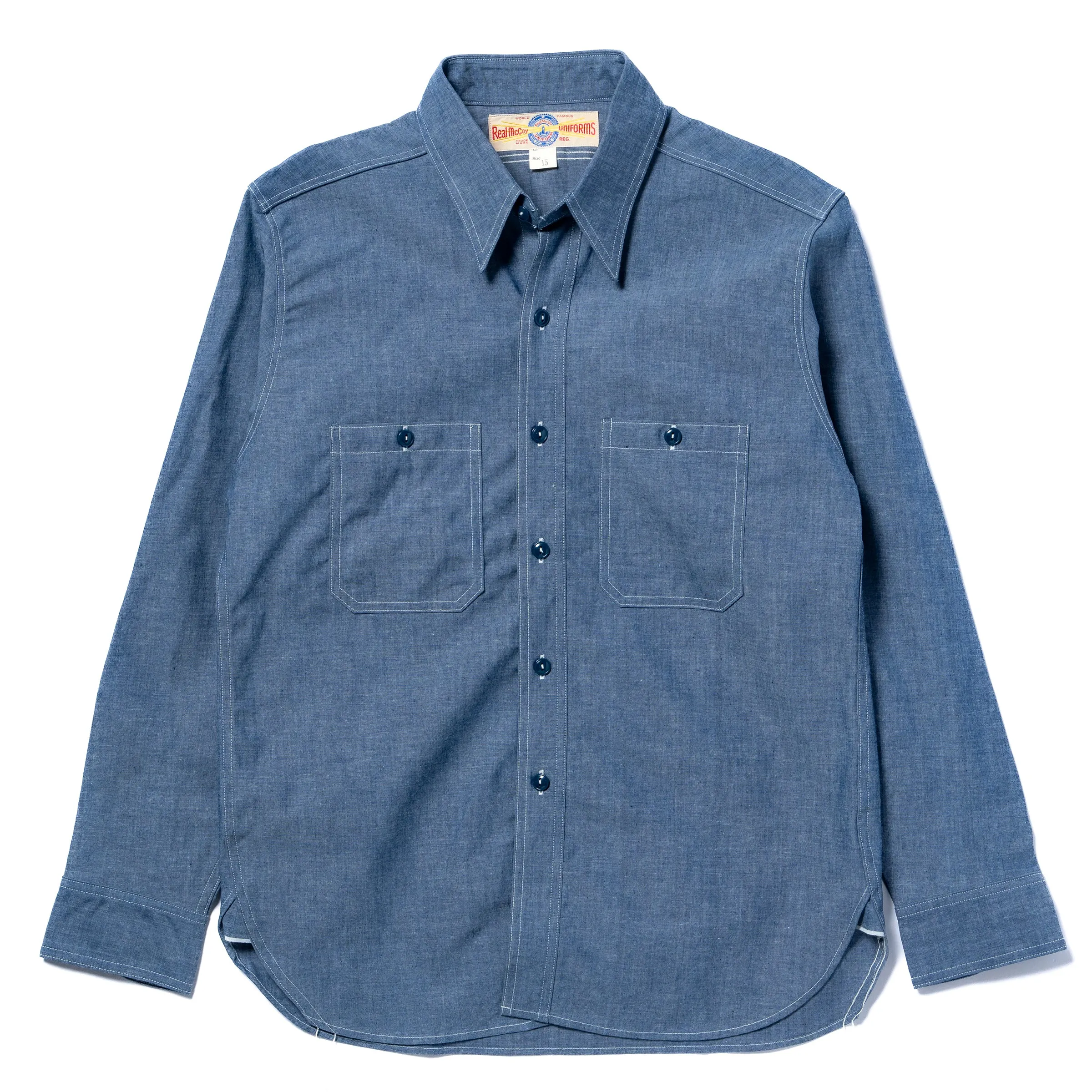 U.S. NAVY CHAMBRAY SHIRT L/S (MODIFY) sold by The Real McCoy's