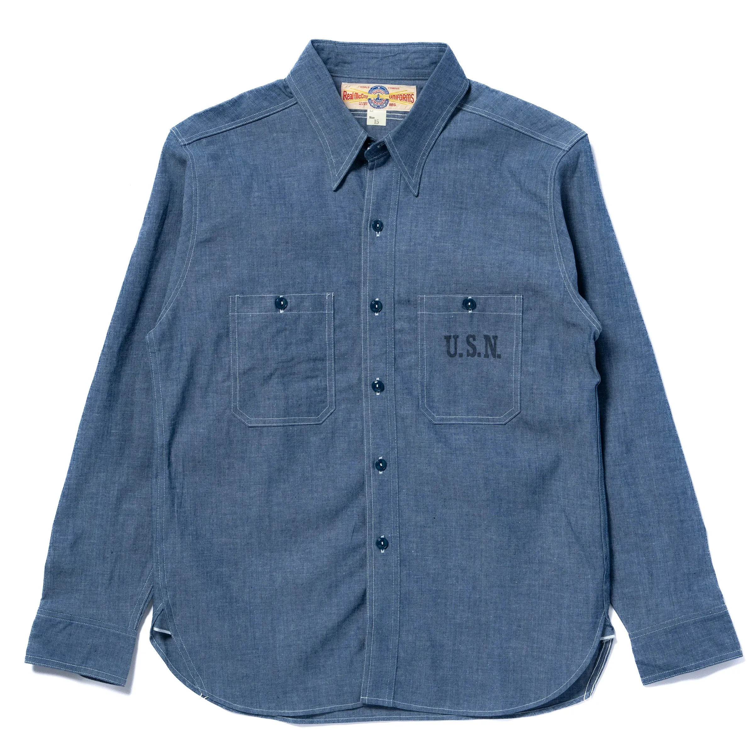U.S. NAVY CHAMBRAY SHIRT L/S (MODIFY) / USN sold by The Real McCoy's