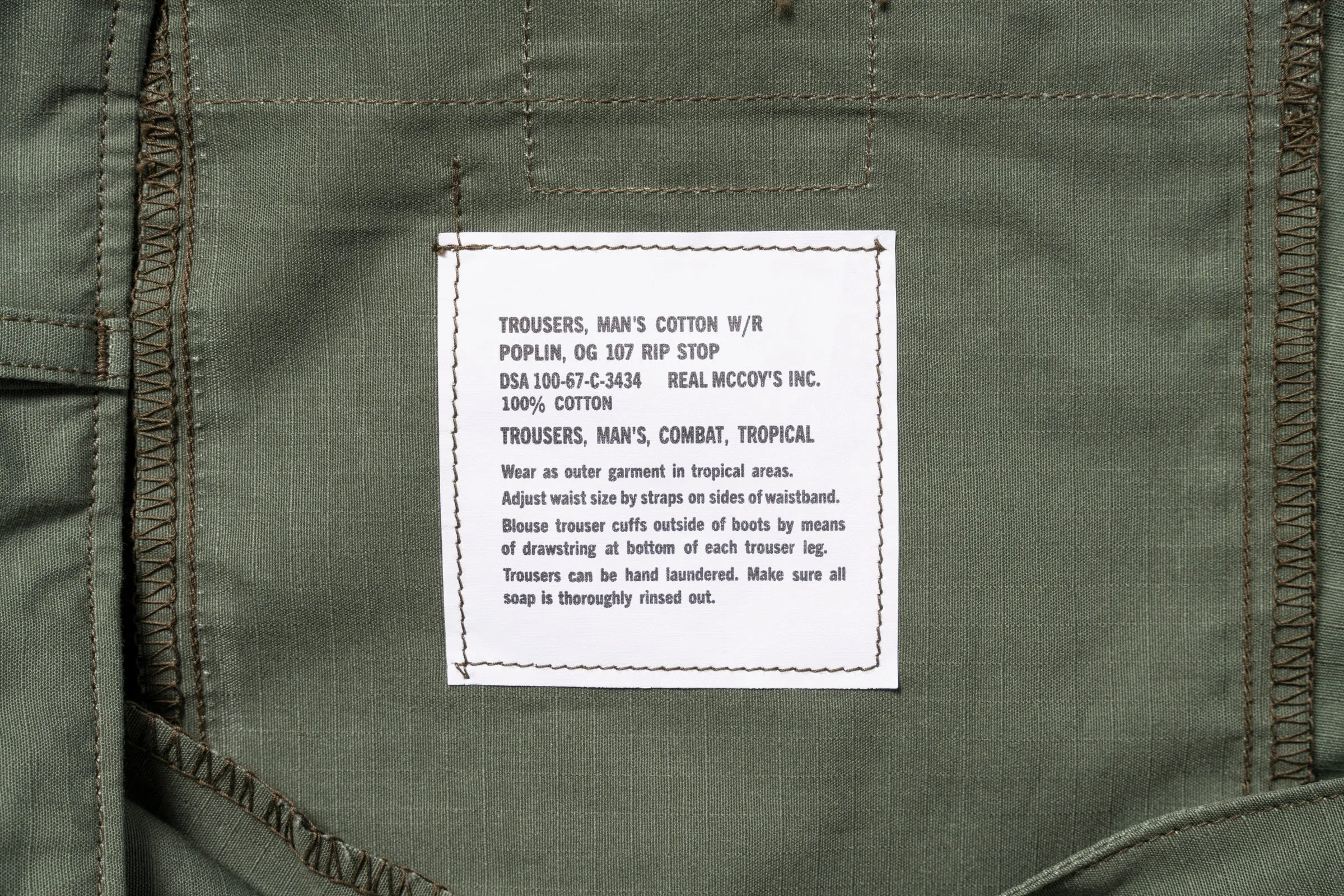 TROUSERS, MAN’S, COTTON RIP-STOP POPLIN sold by The Real McCoy's product image thumbnail 4