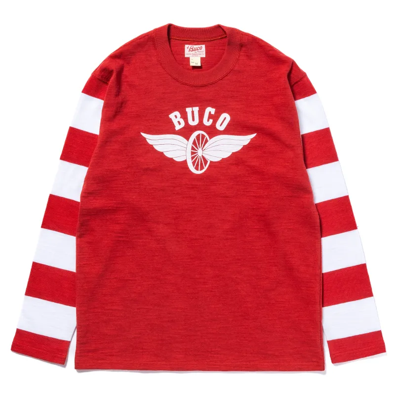 BUCO STRIPED SLEEVE TEE / FLYING WHEEL sold by The Real McCoy's