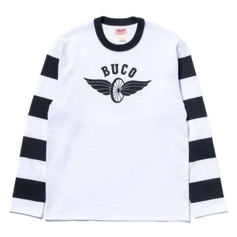 BUCO STRIPED SLEEVE TEE / FLYING WHEEL sold by The Real McCoy's