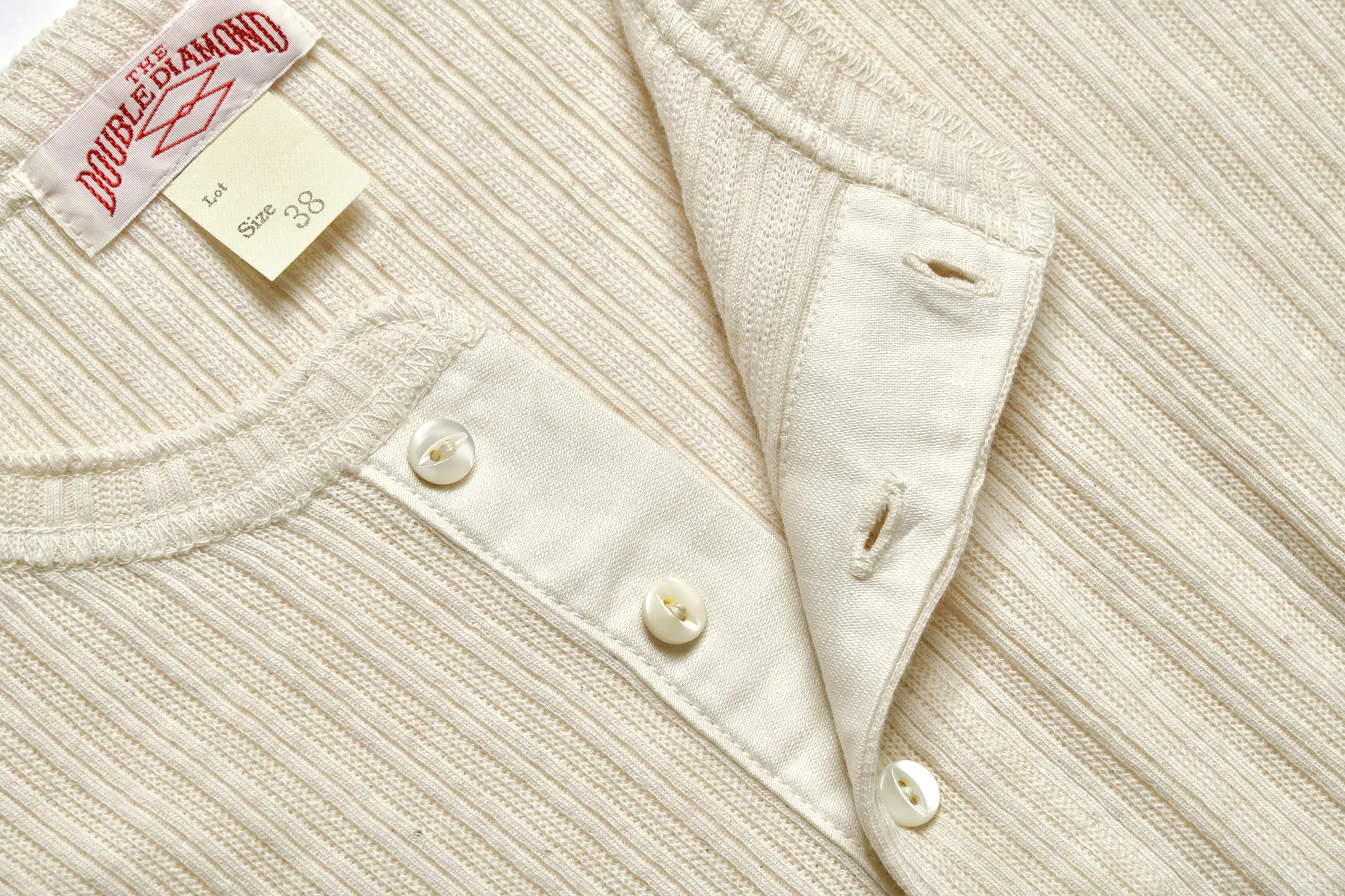DOUBLE DIAMOND EYELET HENLEY UNDERSHIRT sold by The Real McCoy's product image thumbnail 5