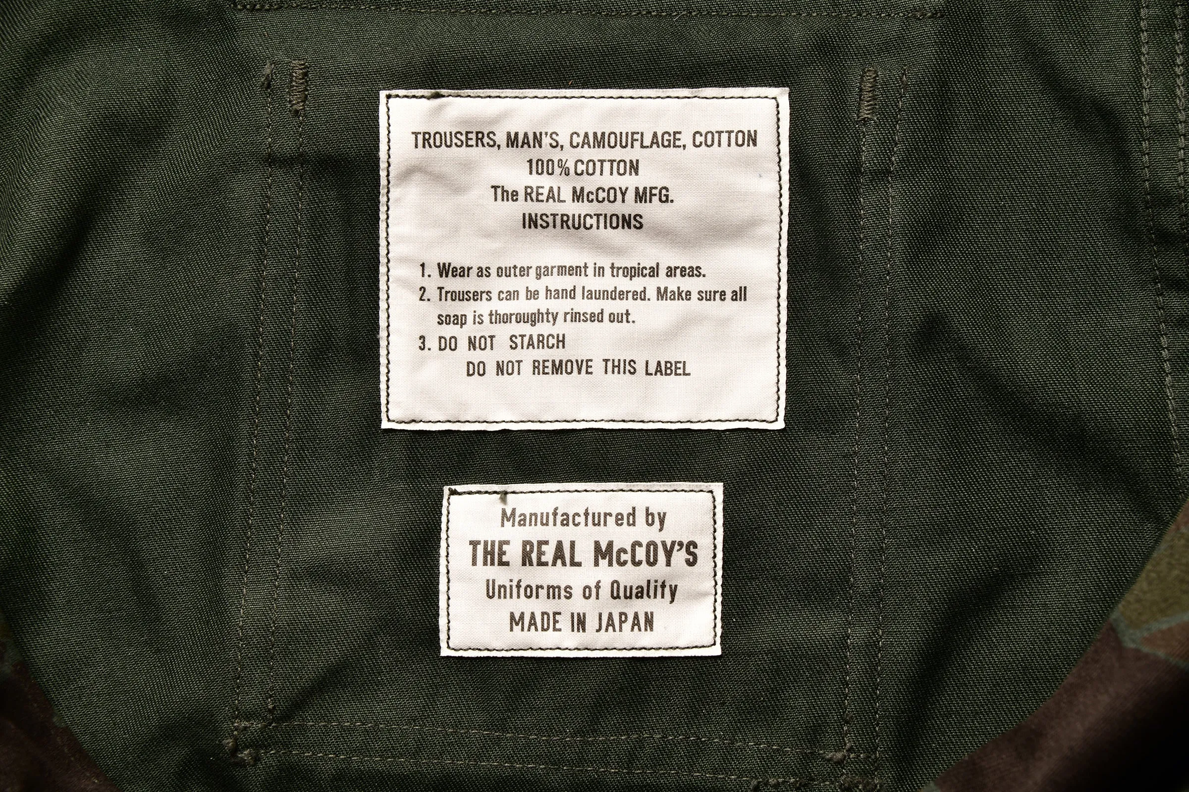 TIGER CAMOUFLAGE TROUSERS / BLACK OVER-DYE sold by The Real McCoy's product image thumbnail 5