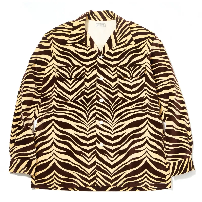 PRINTED VELOUR OPEN-COLLAR SHIRT / ZEBRA made by The Real McCoy's