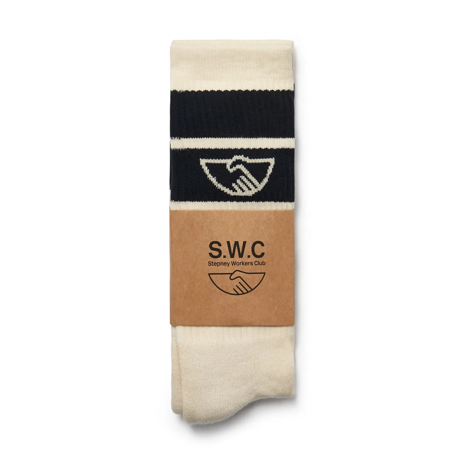 COLLEGE HANDSHAKE SOCK ECRU-NAVY sold by Stepney Workers Club product image thumbnail 3