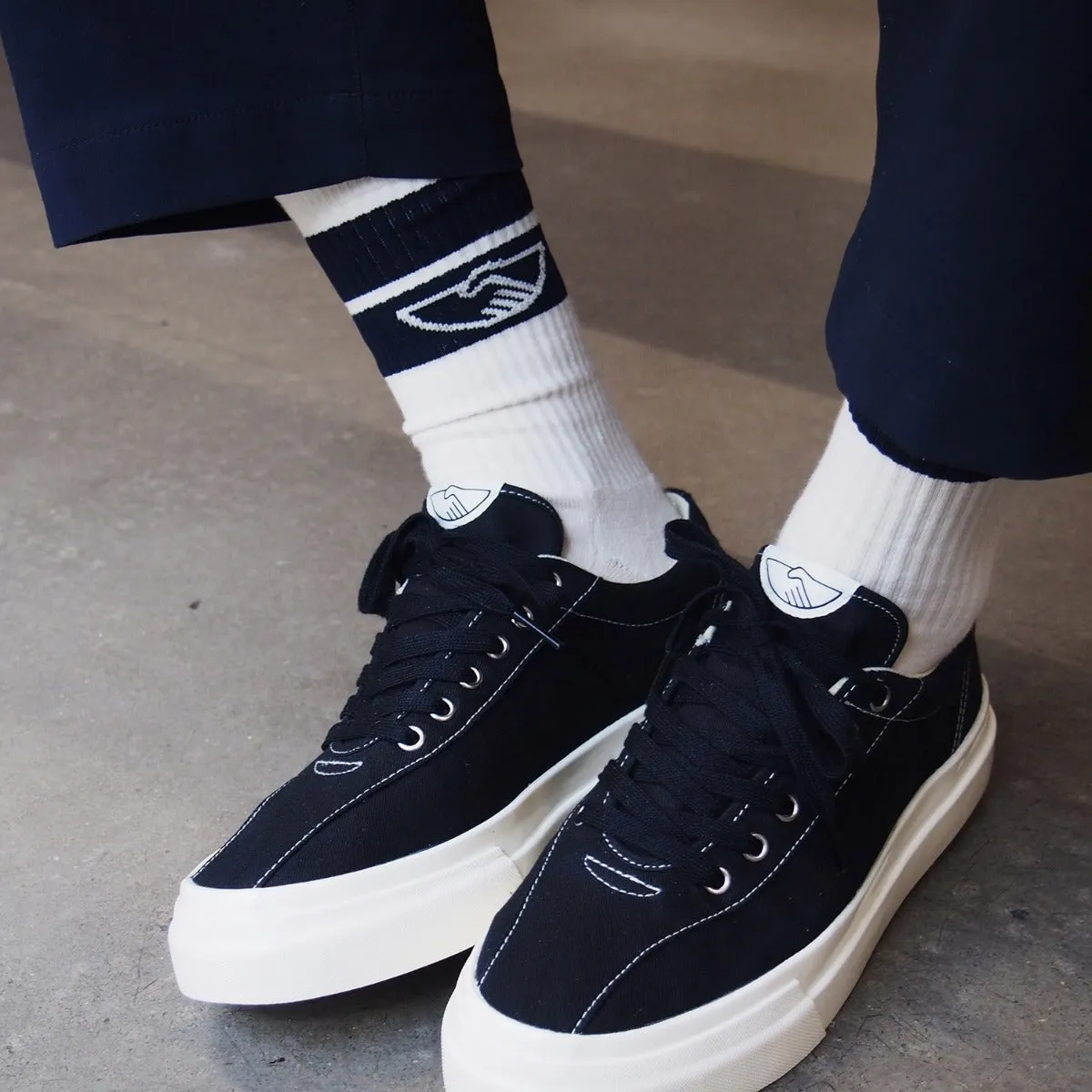 COLLEGE HANDSHAKE SOCK ECRU-NAVY sold by Stepney Workers Club product image thumbnail 2