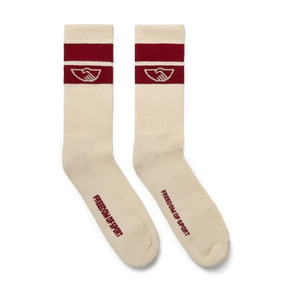 COLLEGE HANDSHAKE SOCK ECRU-RED sold by Stepney Workers Club