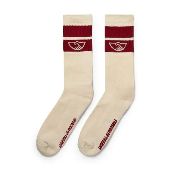 COLLEGE HANDSHAKE SOCK ECRU-RED sold by Stepney Workers Club product image thumbnail 3