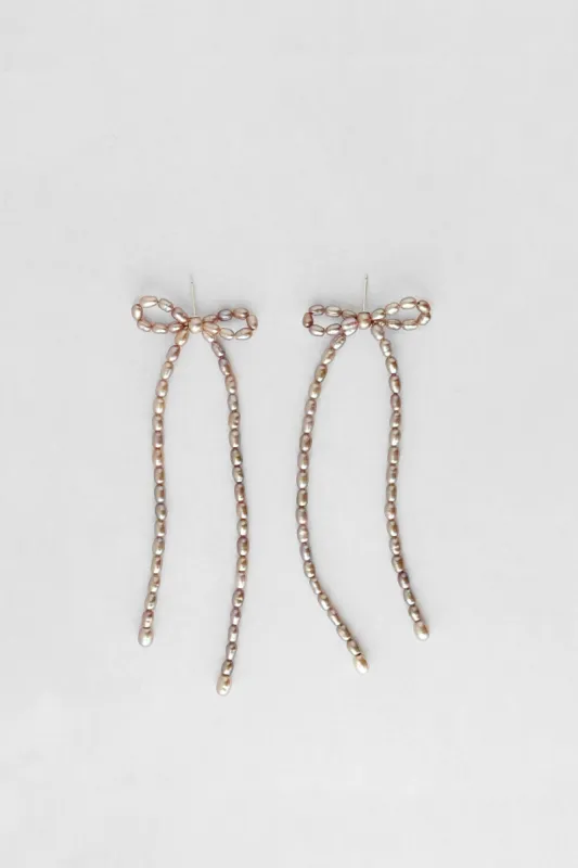 Margot Earrings, Mauve Rice Pearl sold by Kara Yoo