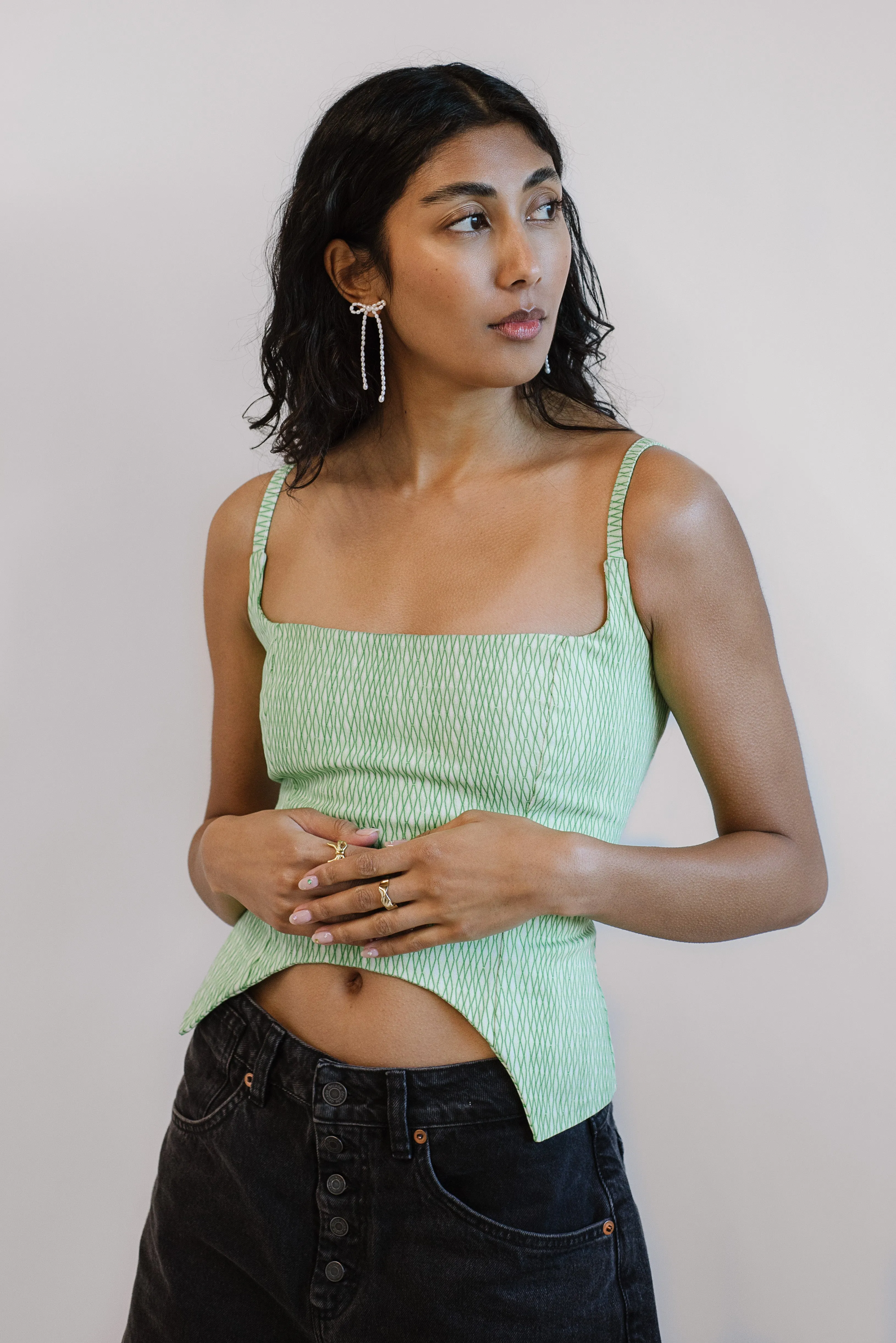 Petite Margot Earrings, White Rice Pearl sold by Kara Yoo product image thumbnail 3