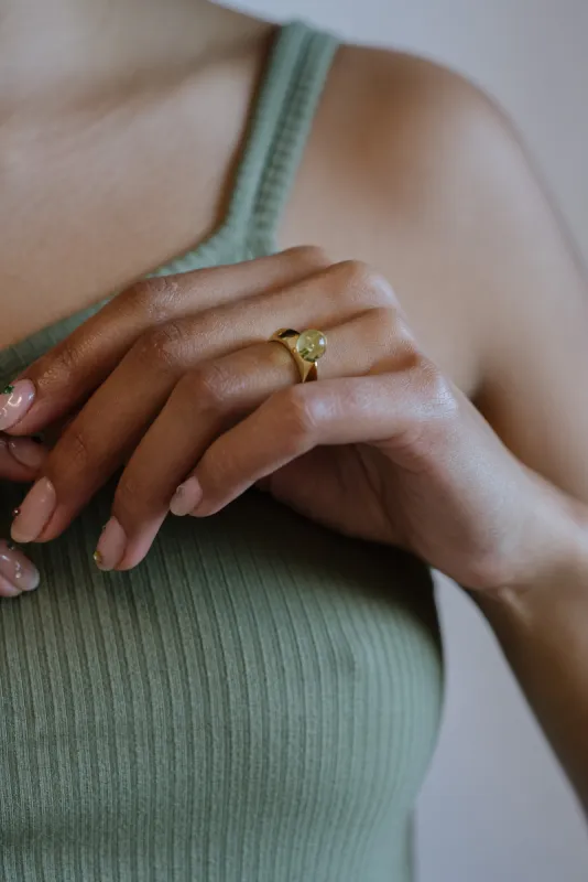 Bubble Ring - Lemon-Green Quartz made by Kara Yoo