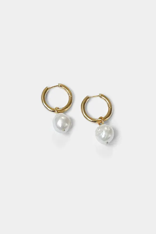 Uma Hoops + Wrinkle Pearl Charm sold by Kara Yoo