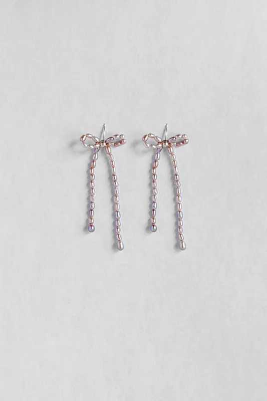 Petite Margot Earrings, Mauve Rice Pearl sold by Kara Yoo