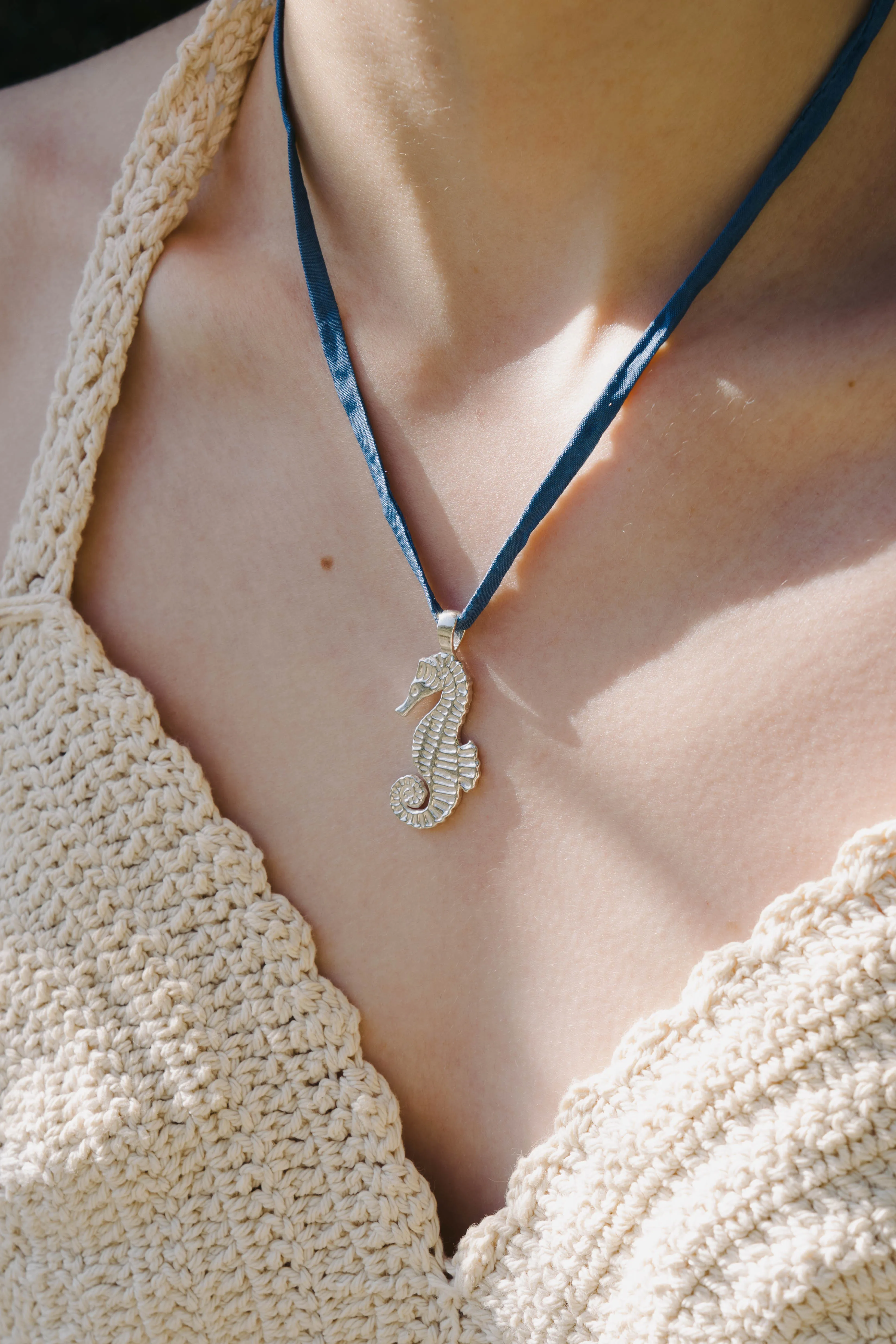 Seahorse Necklace on Raw Silk sold by Kara Yoo product image thumbnail 2