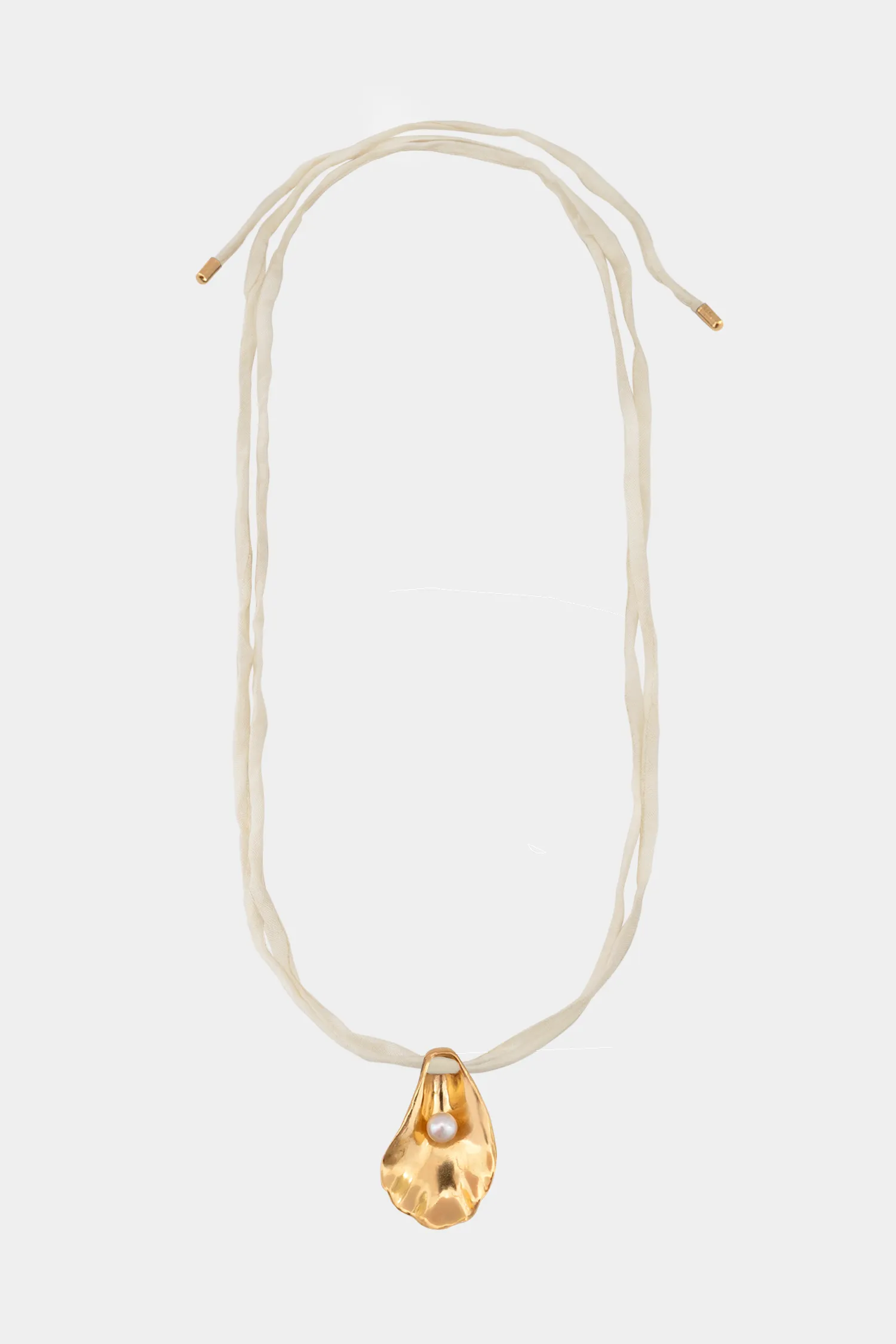 Oyster Shell Necklace on Raw Silk sold by Kara Yoo product image thumbnail 5