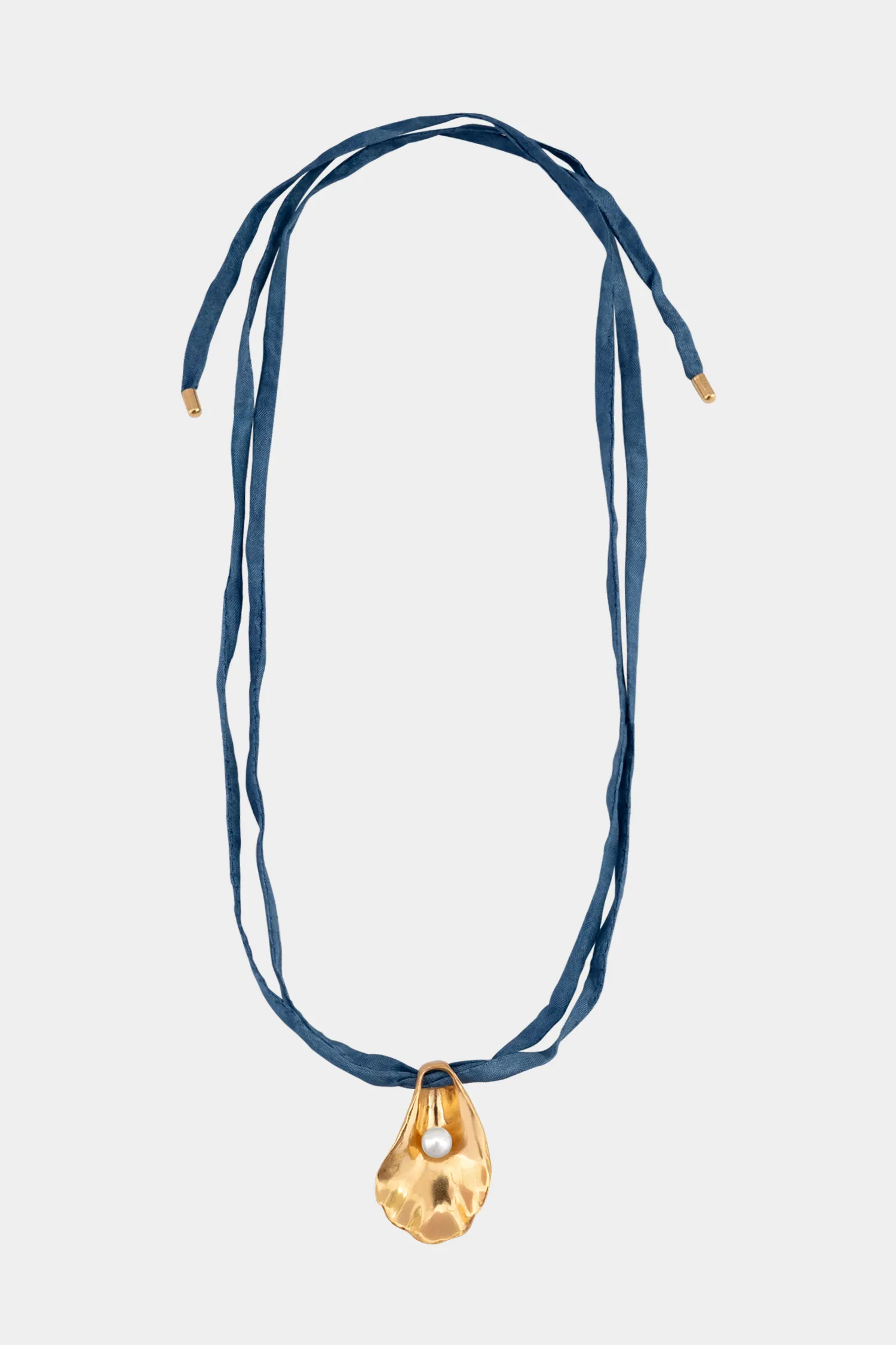 Oyster Shell Necklace on Raw Silk sold by Kara Yoo