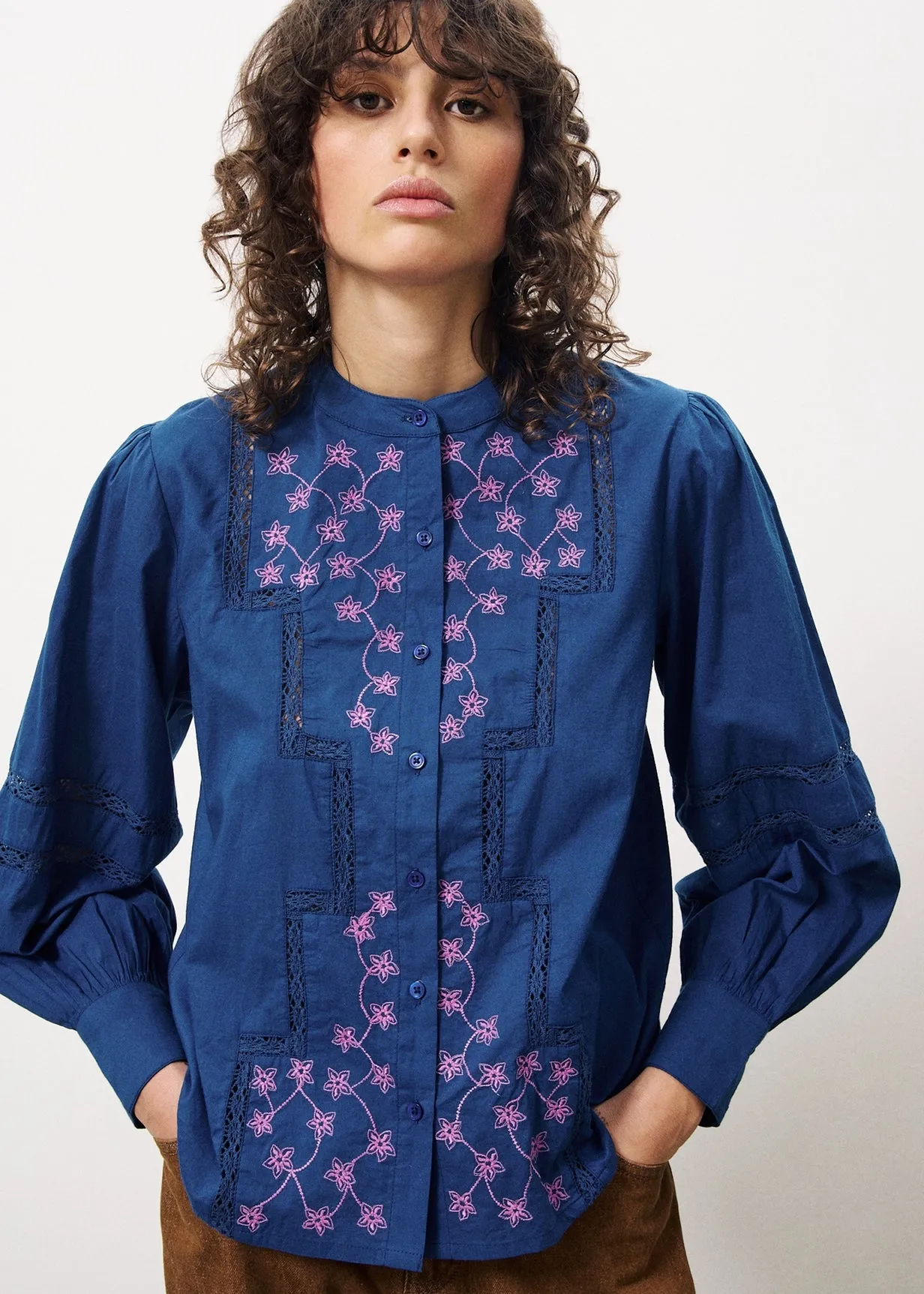 Blouse EVALEEN Bleu marine sold by FRNCH product image thumbnail 3