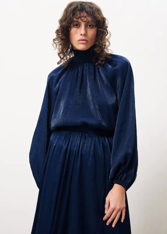 Blouse NIKA Bleu marine sold by FRNCH