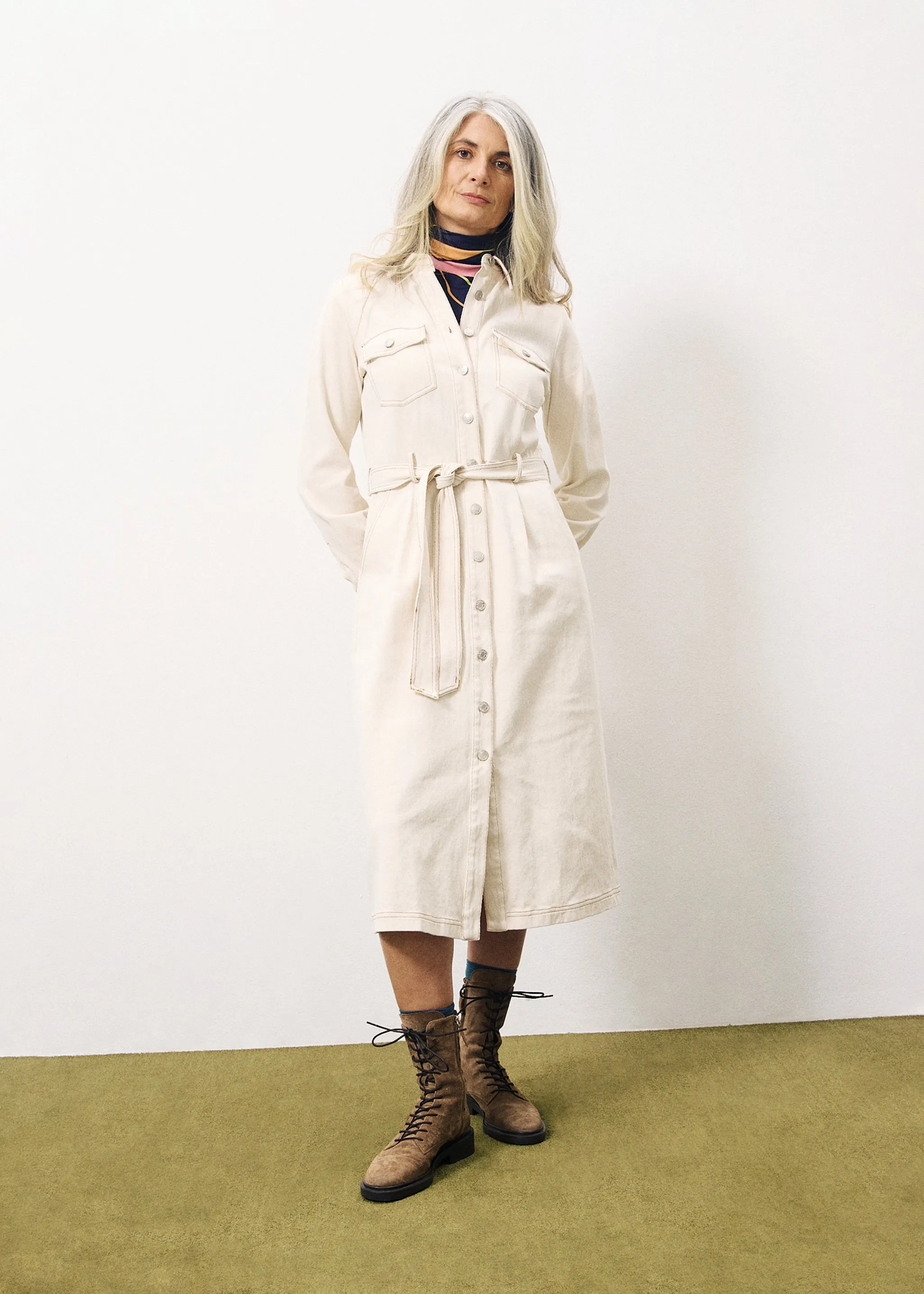 Robe CLOTILDA Creme sold by FRNCH