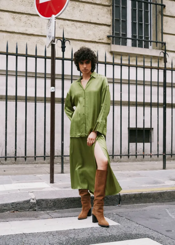 Chemise CLEMMIE Olive sold by FRNCH