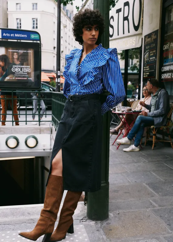 Blouse TAYA Bleu electrique sold by FRNCH