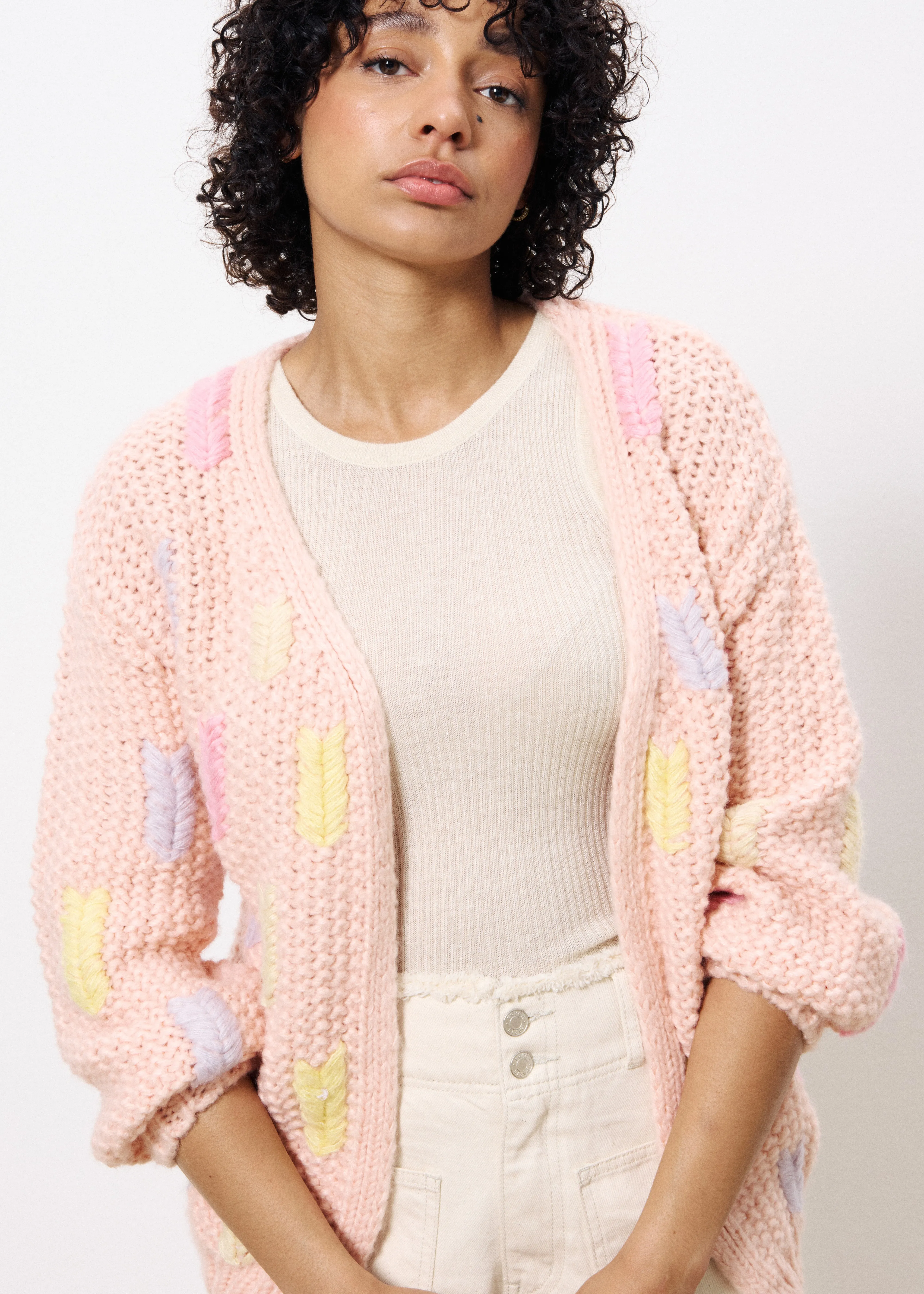 Cardigan LOBELIA Rose pale sold by FRNCH