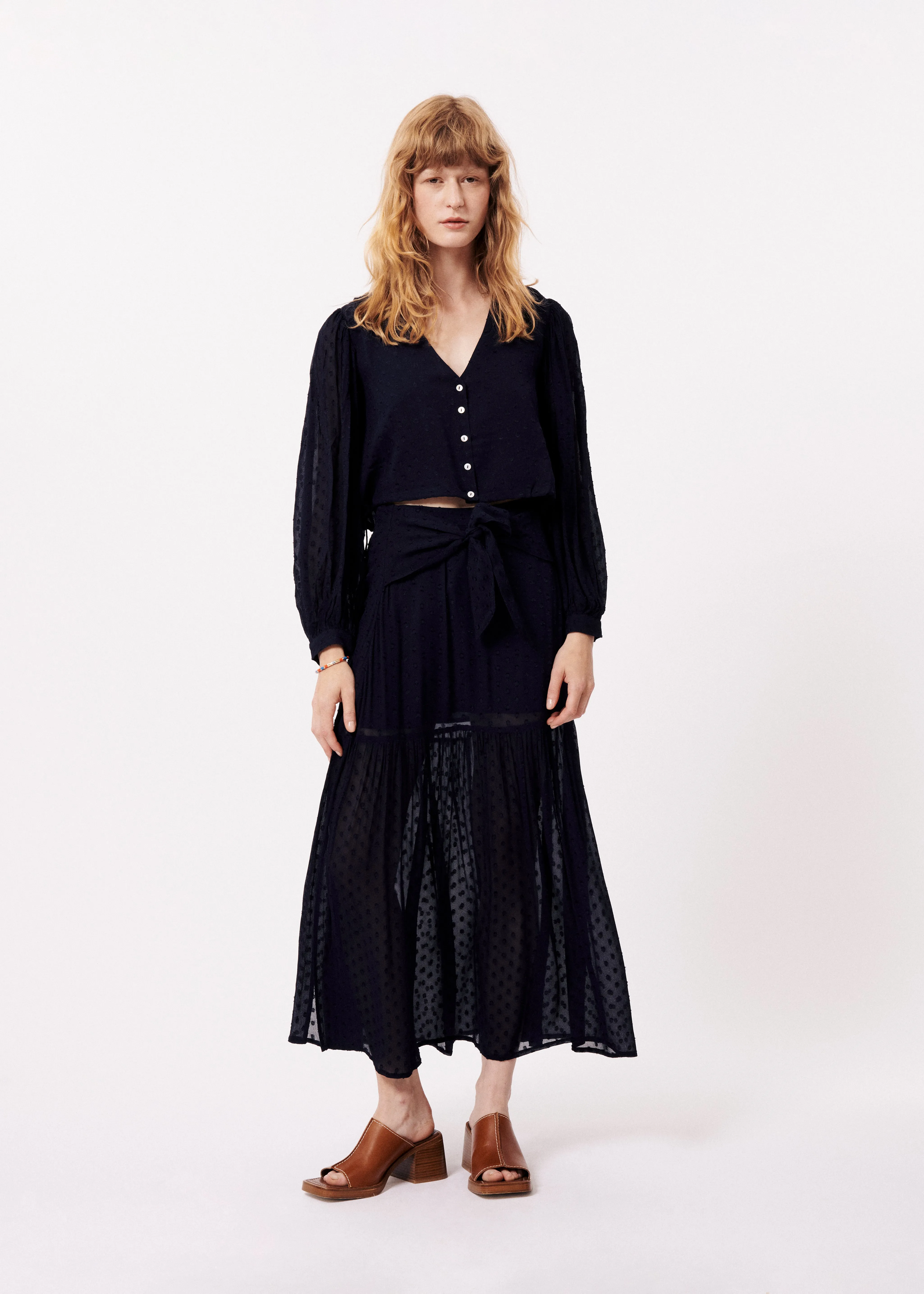 Blouse NYDIA Bleu marine sold by FRNCH