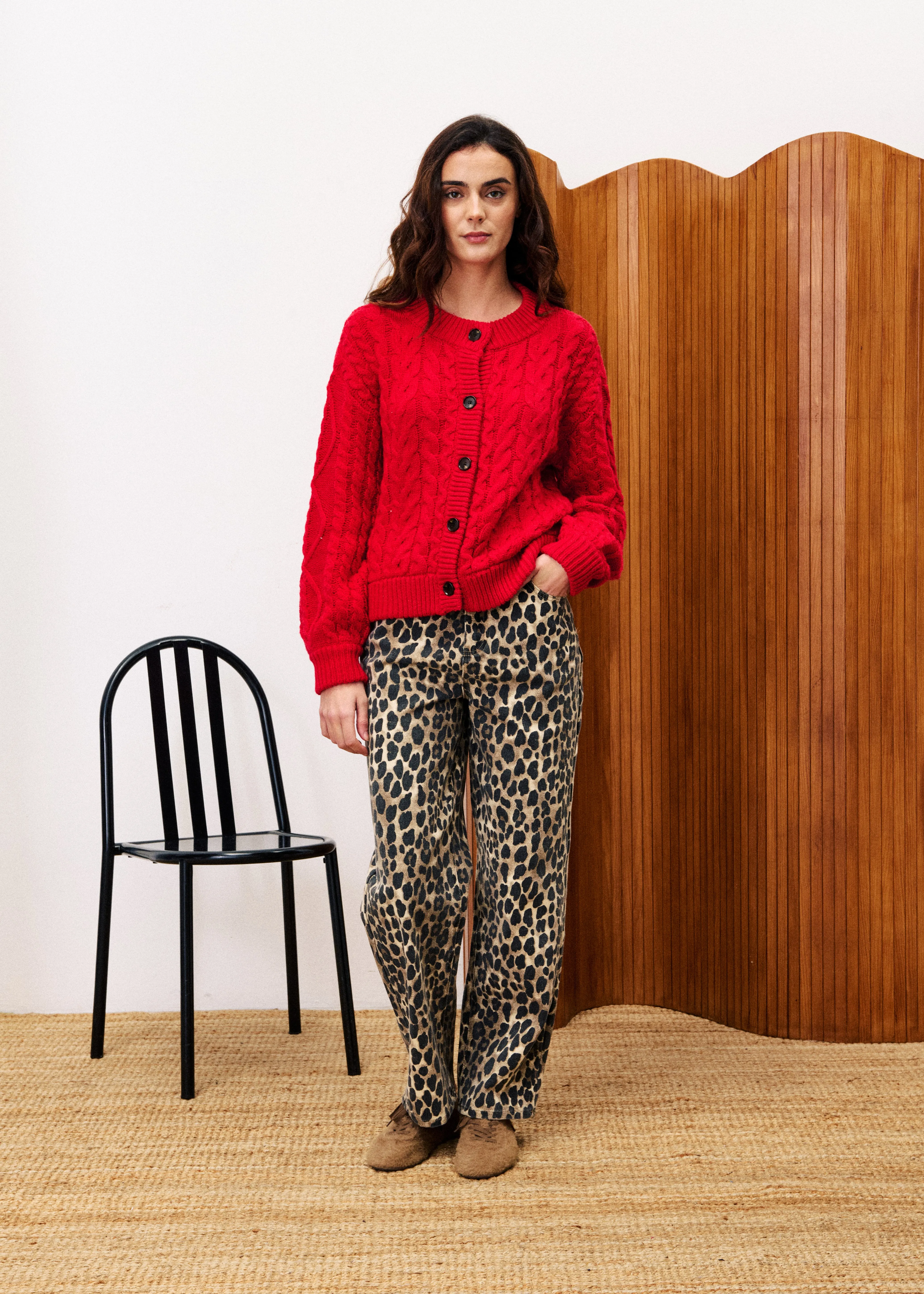 Cardigan GUIMAUVE Rouge sold by FRNCH