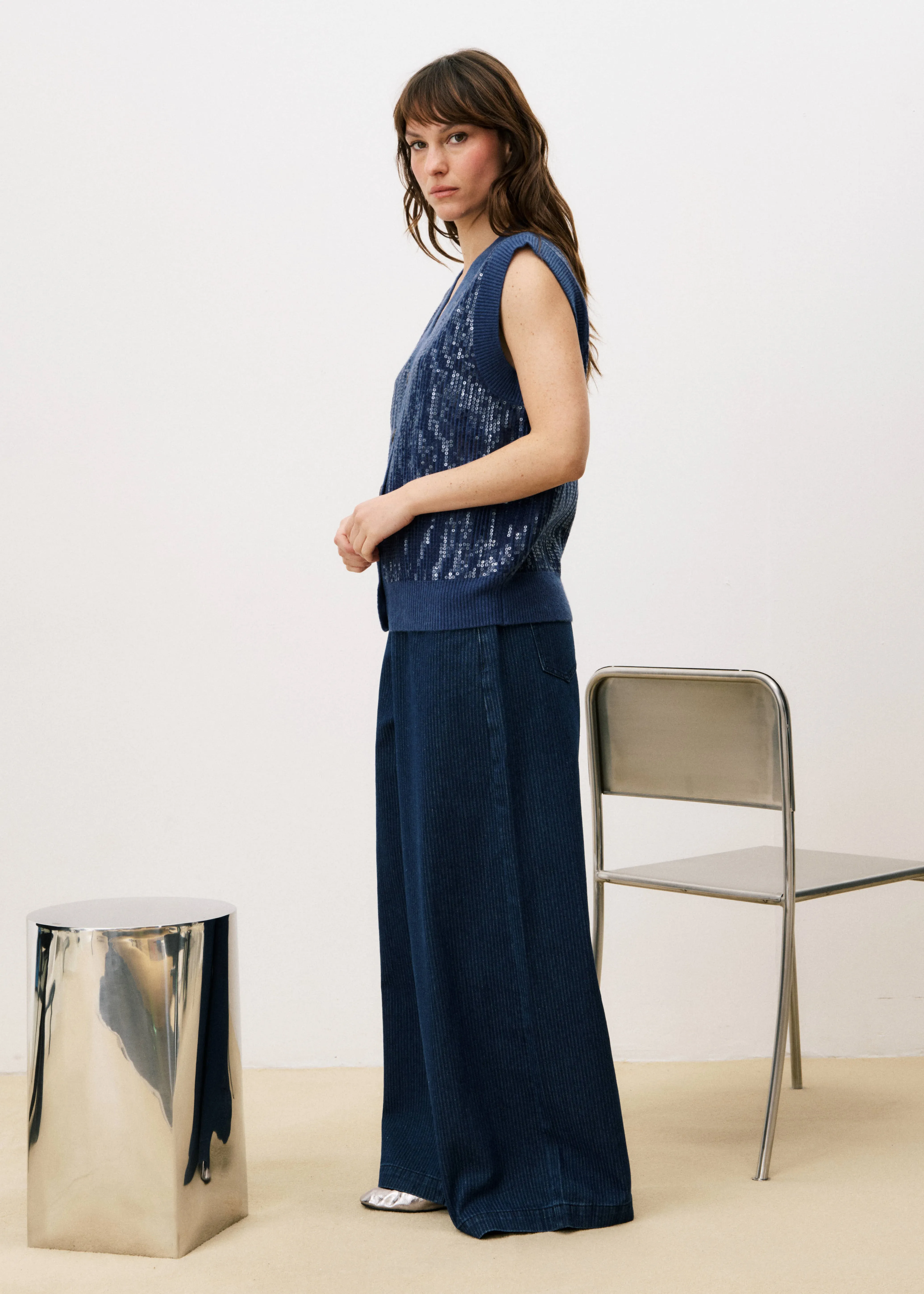 Cardigan HOLLOWAY Bleu jean sold by FRNCH product image thumbnail 3