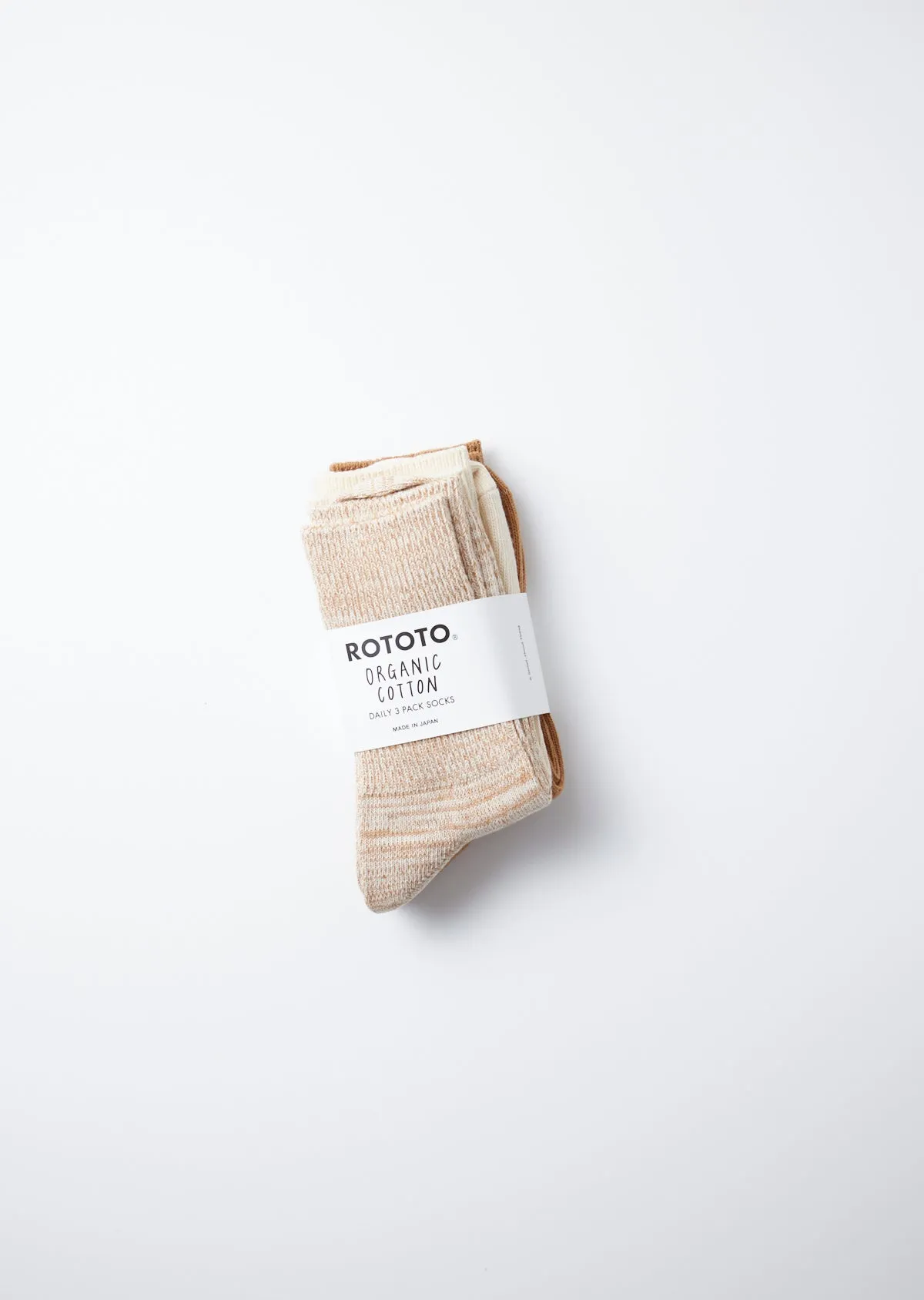 オーガニック デイリー3パック リブクルーソックス sold by ROTOTO
