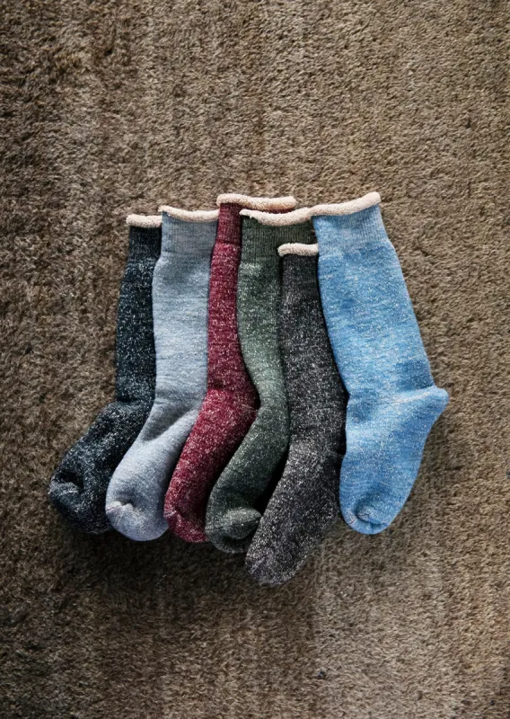 ダブルフェイスクルーソックス メリノウール＆ブラウンオーガニックコットン sold by ROTOTO