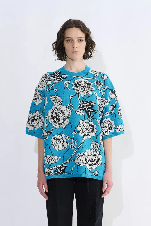 Klowa Oversized Boxy Knit Top With Flower Jacquard sold by Christian Wijnants product image thumbnail 2