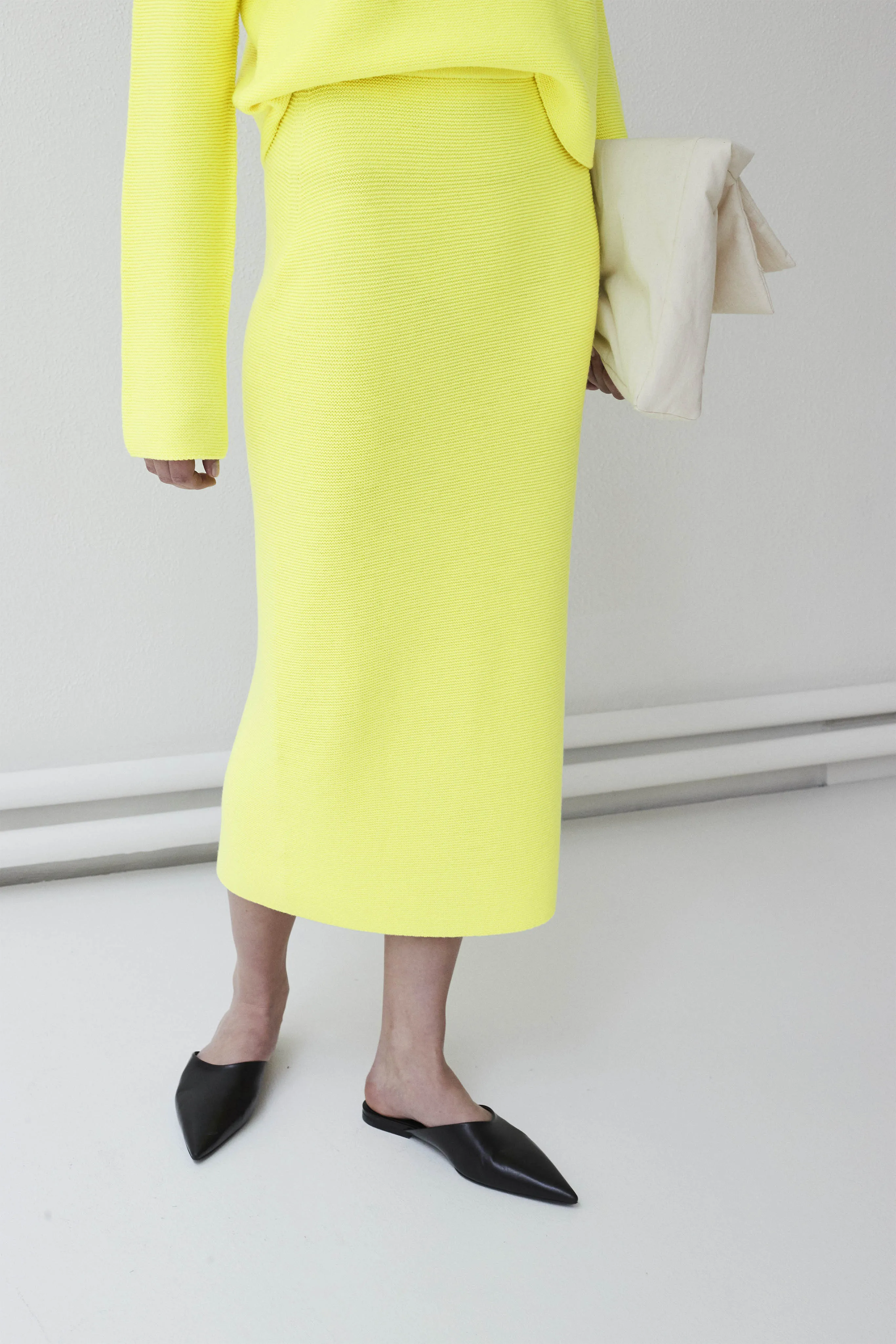 Krok whole garment knitted long skirt sold by Christian Wijnants