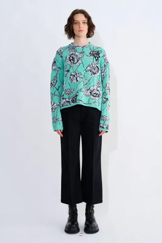 Kemal Crewneck Sweater With Flower Jacquard made by Christian Wijnants