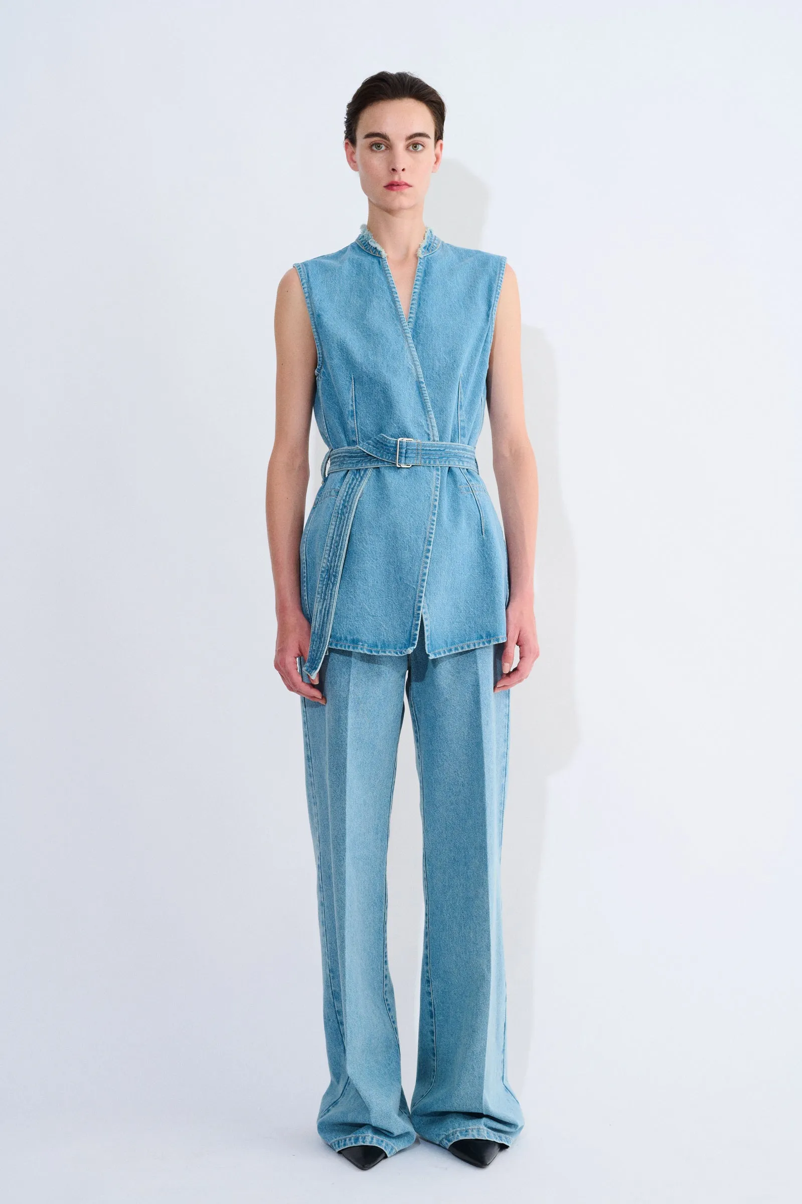 Telin Denim Vest With Belt sold by Christian Wijnants product image thumbnail 2