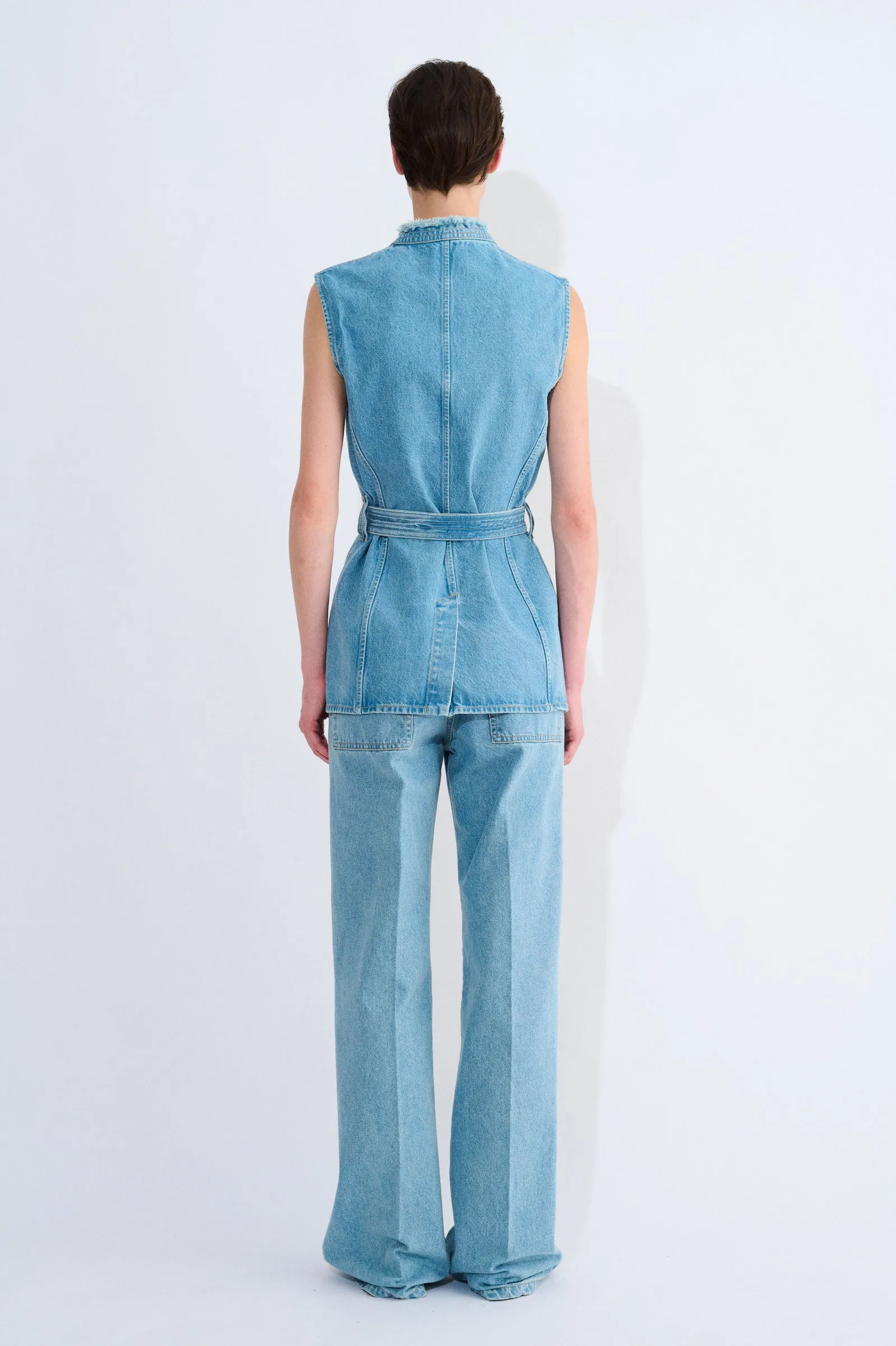 Telin Denim Vest With Belt sold by Christian Wijnants product image thumbnail 4