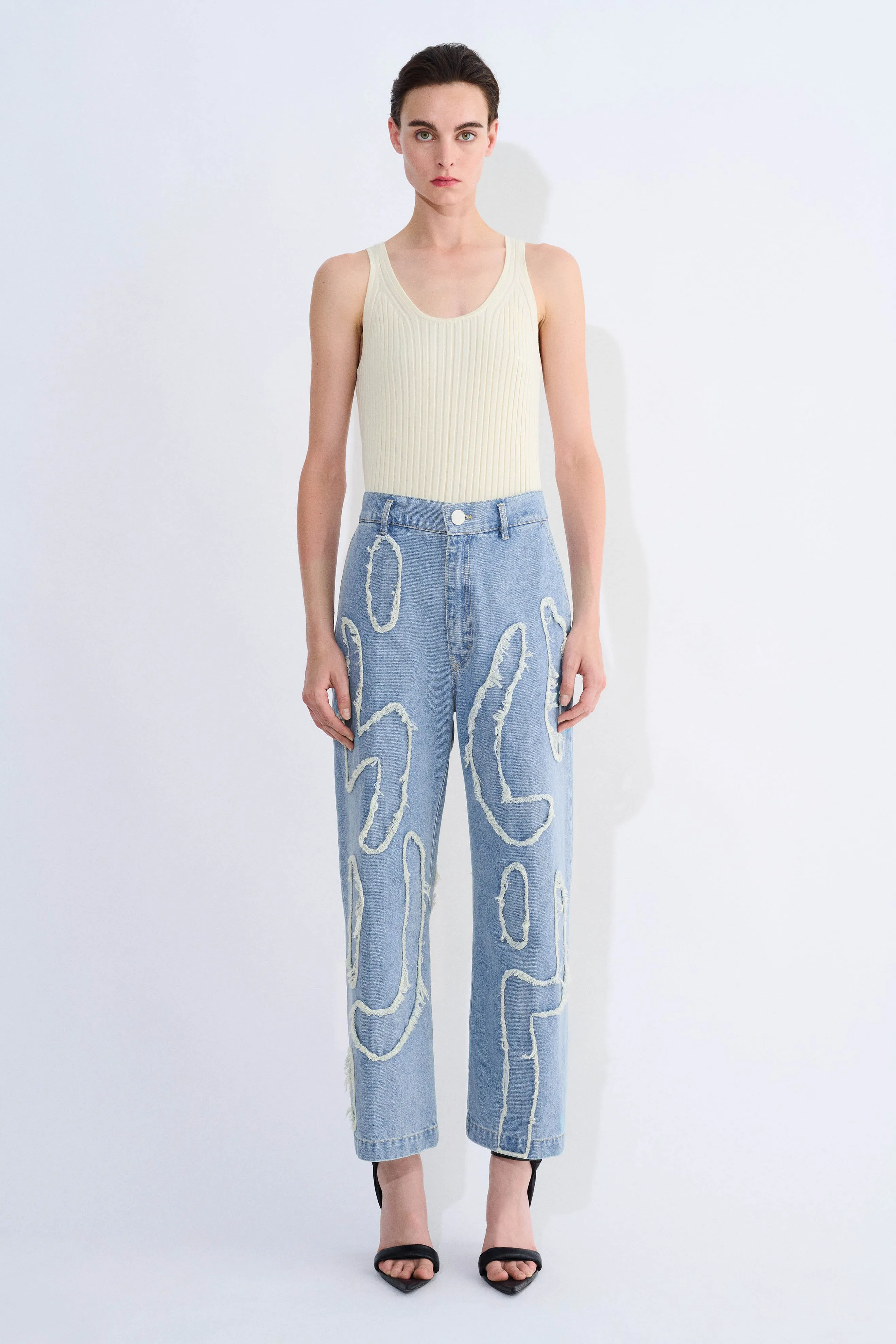 Pelanac Patchwork Denim Pants sold by Christian Wijnants