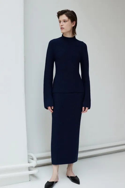 Krok whole garment knitted long skirt sold by Christian Wijnants