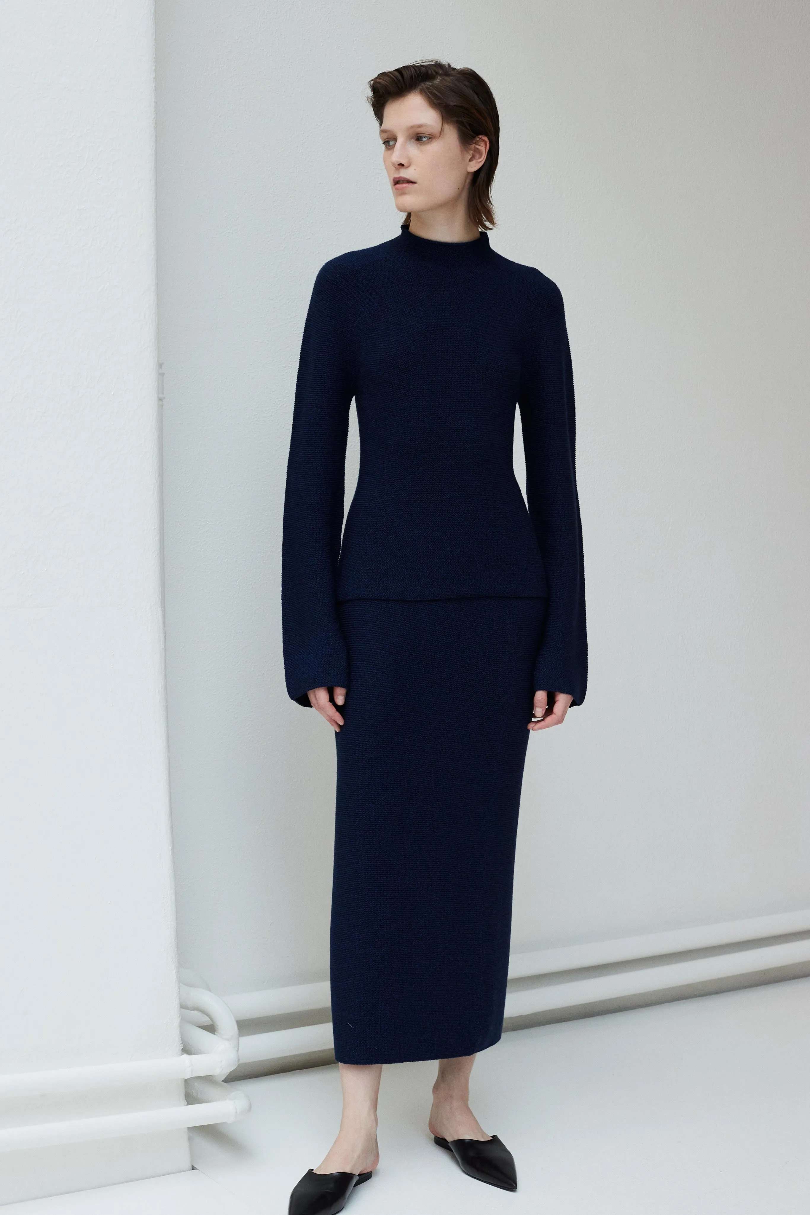 Krok whole garment knitted long skirt sold by Christian Wijnants