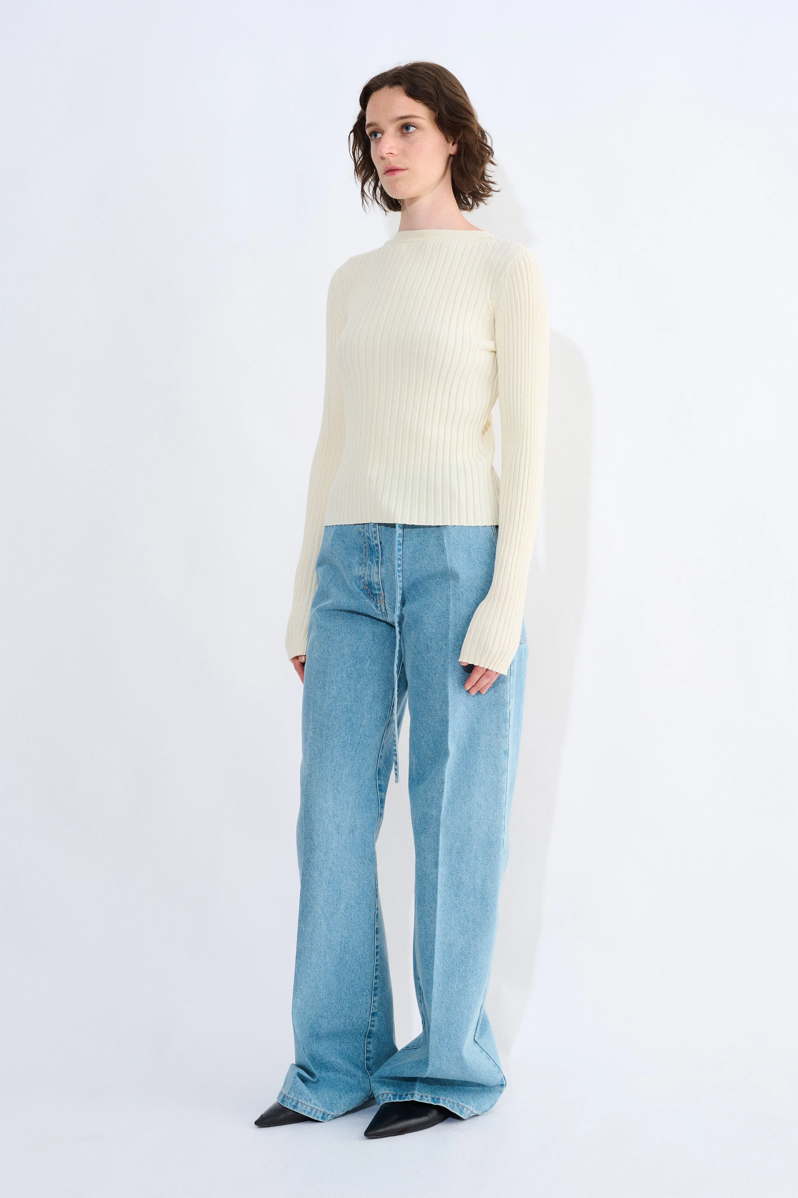 Kessay Ribbed Long Sleeve Top With Slit Detail At Cuff sold by Christian Wijnants product image thumbnail 2
