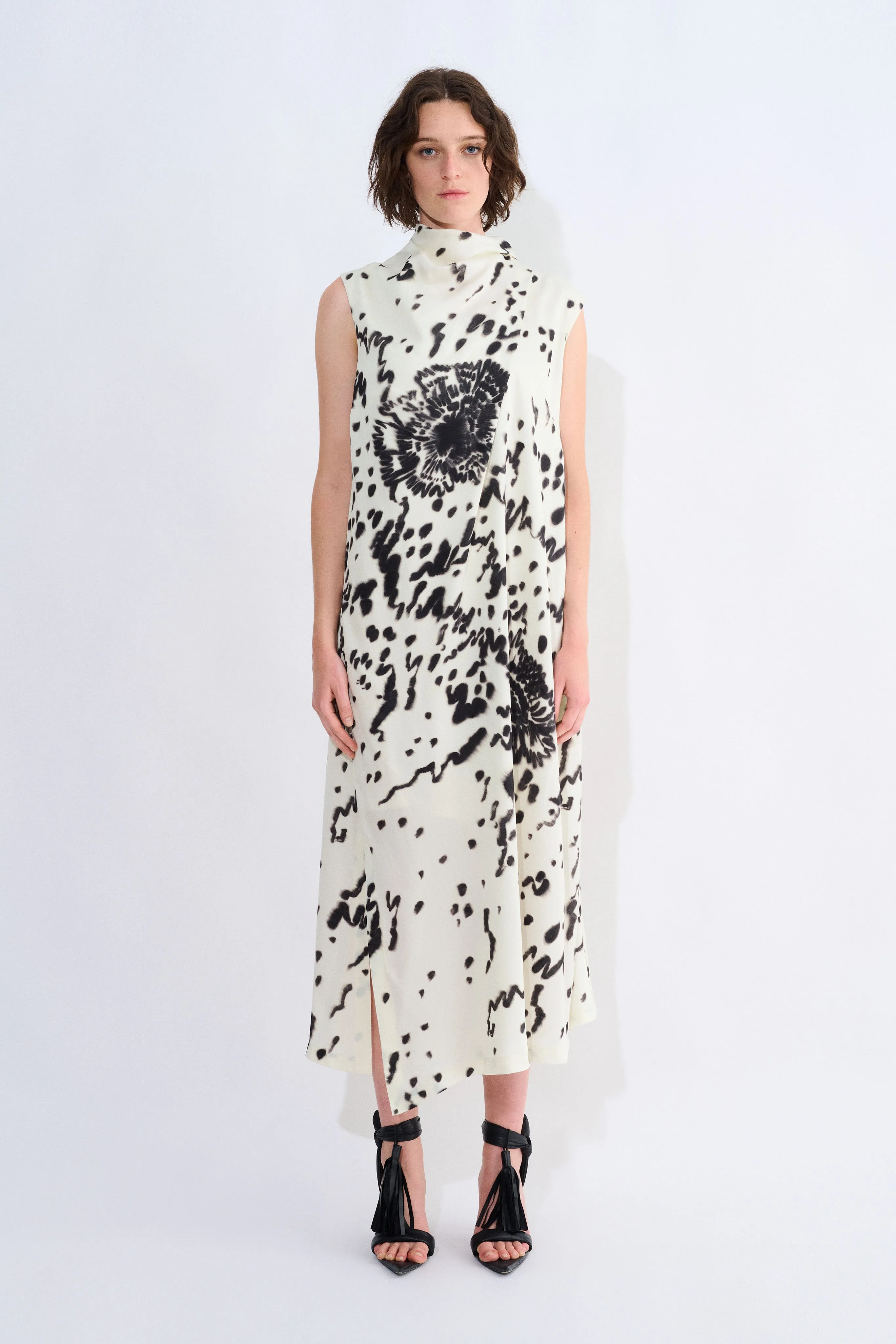 Dinari Sleeveless Dress With Draped Collar sold by Christian Wijnants