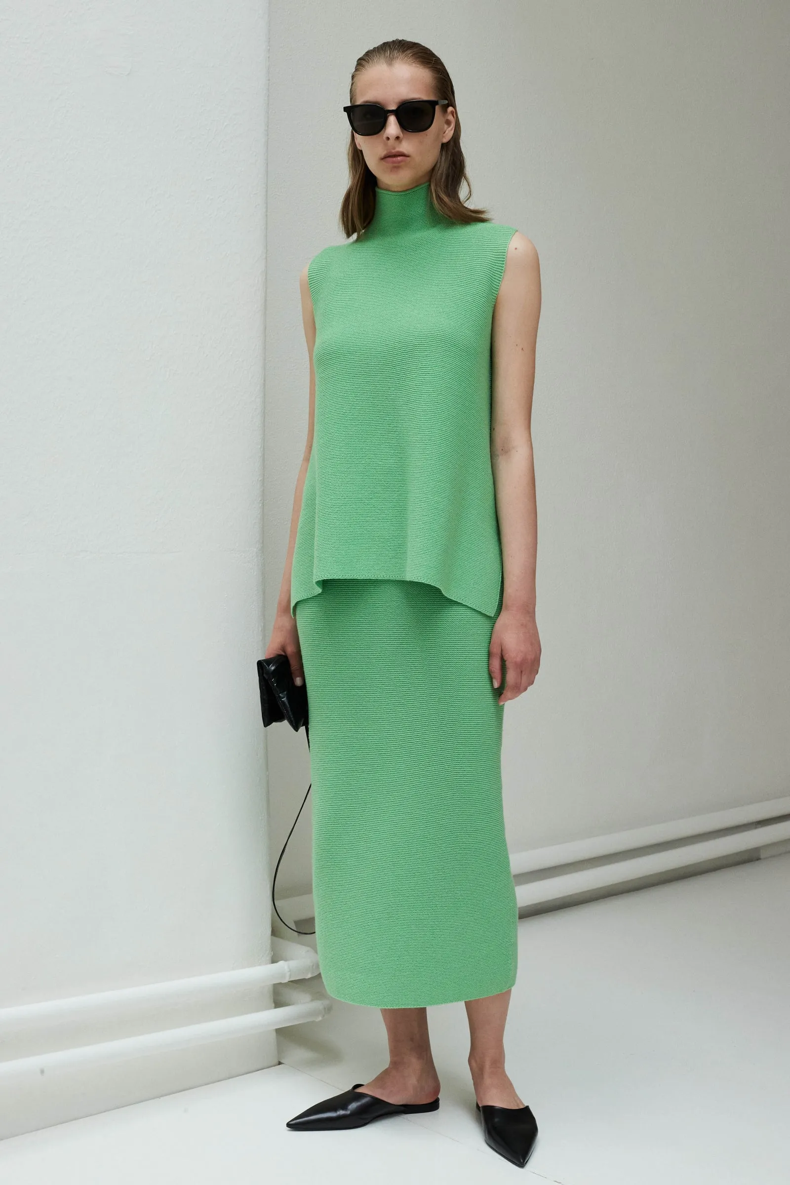 Krok whole garment knitted long skirt sold by Christian Wijnants