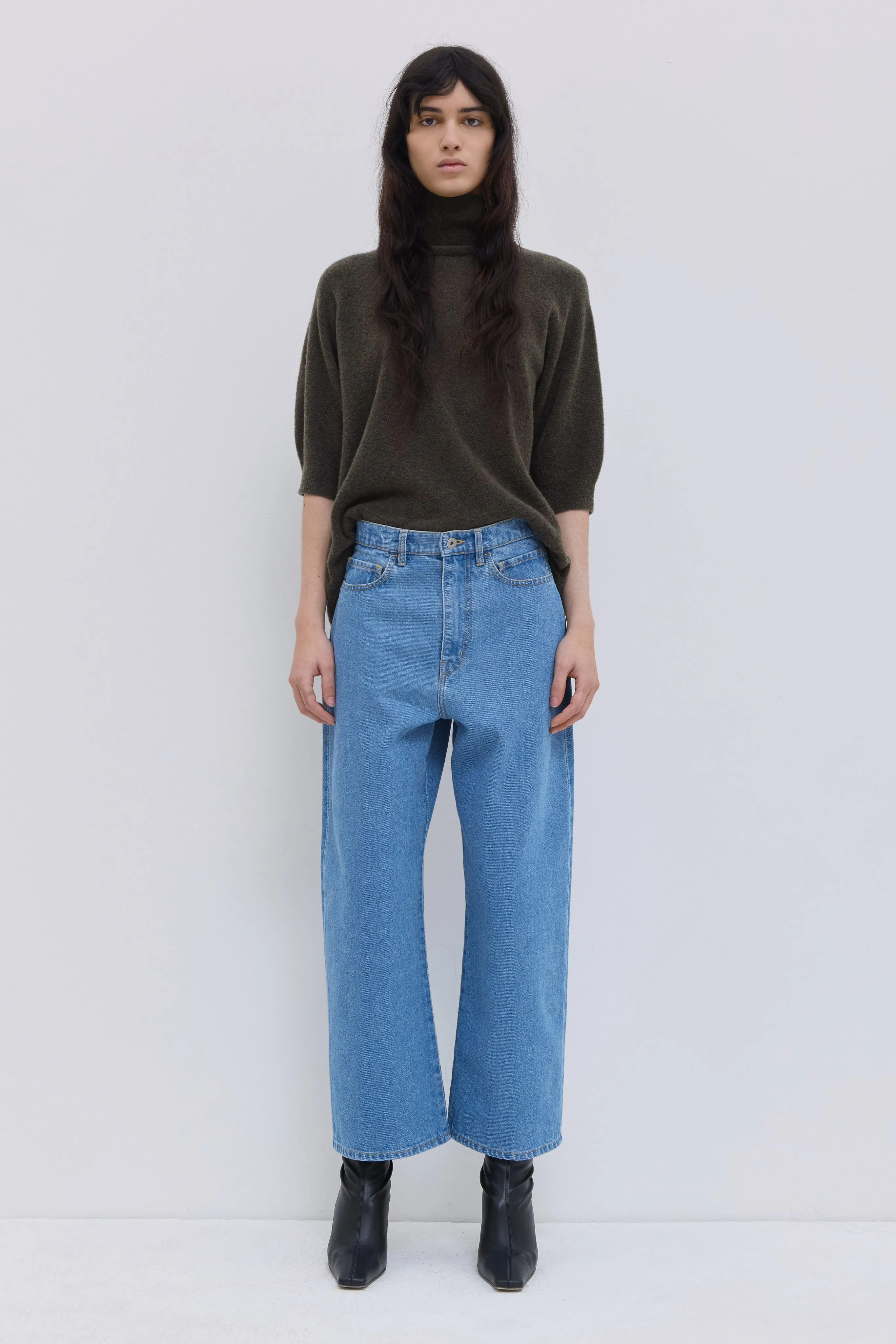 Pavia Cropped Wide-Leg Denim Pants sold by Christian Wijnants