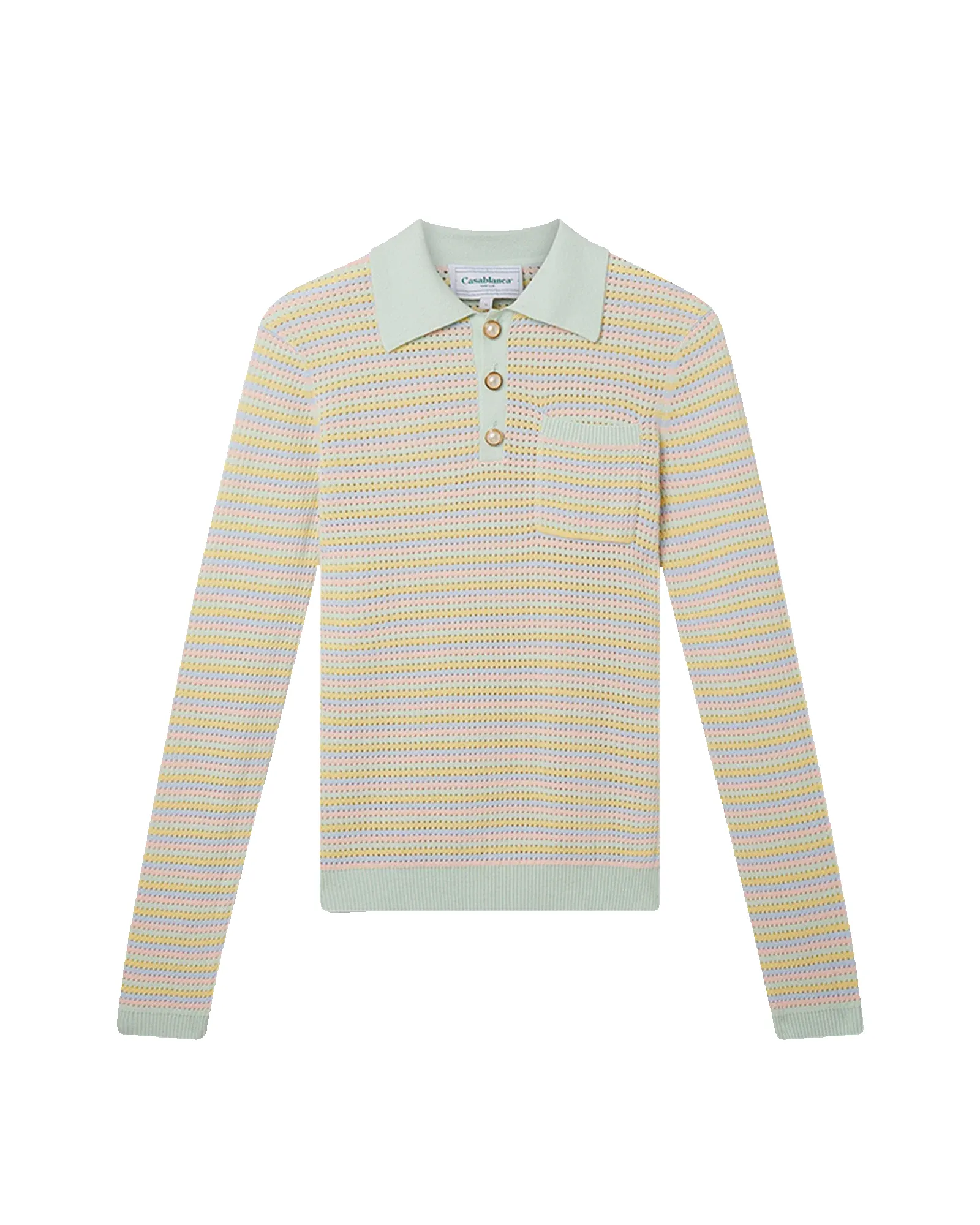 Mint Striped Polo Shirt sold by Casablanca