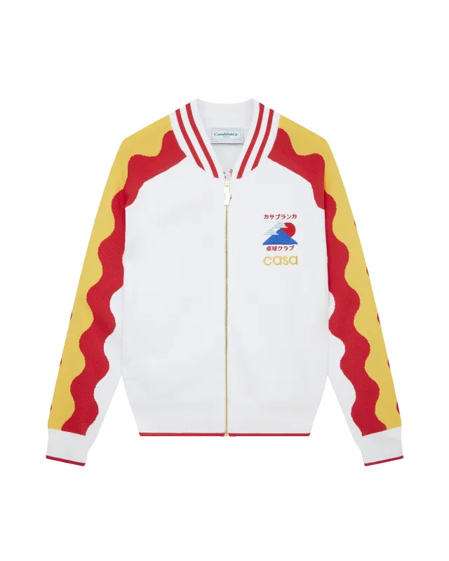 Red Wave Knit Track Jacket sold by Casablanca