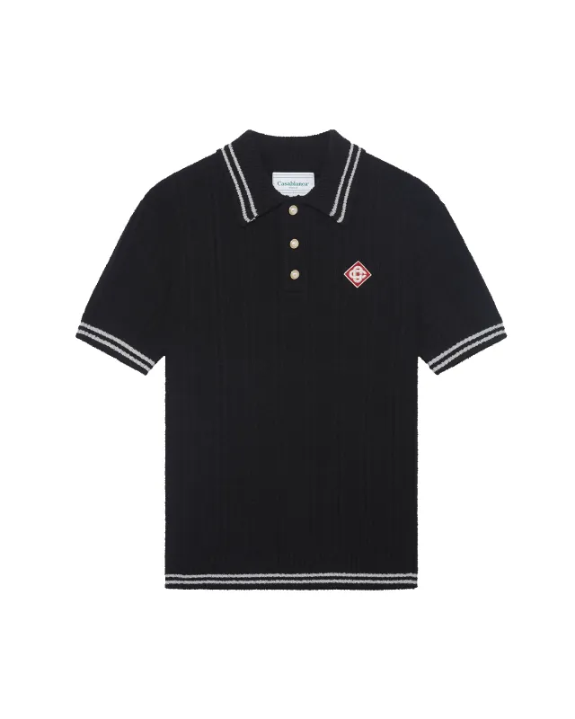 Silver Trim Boucle Polo Shirt sold by Casablanca